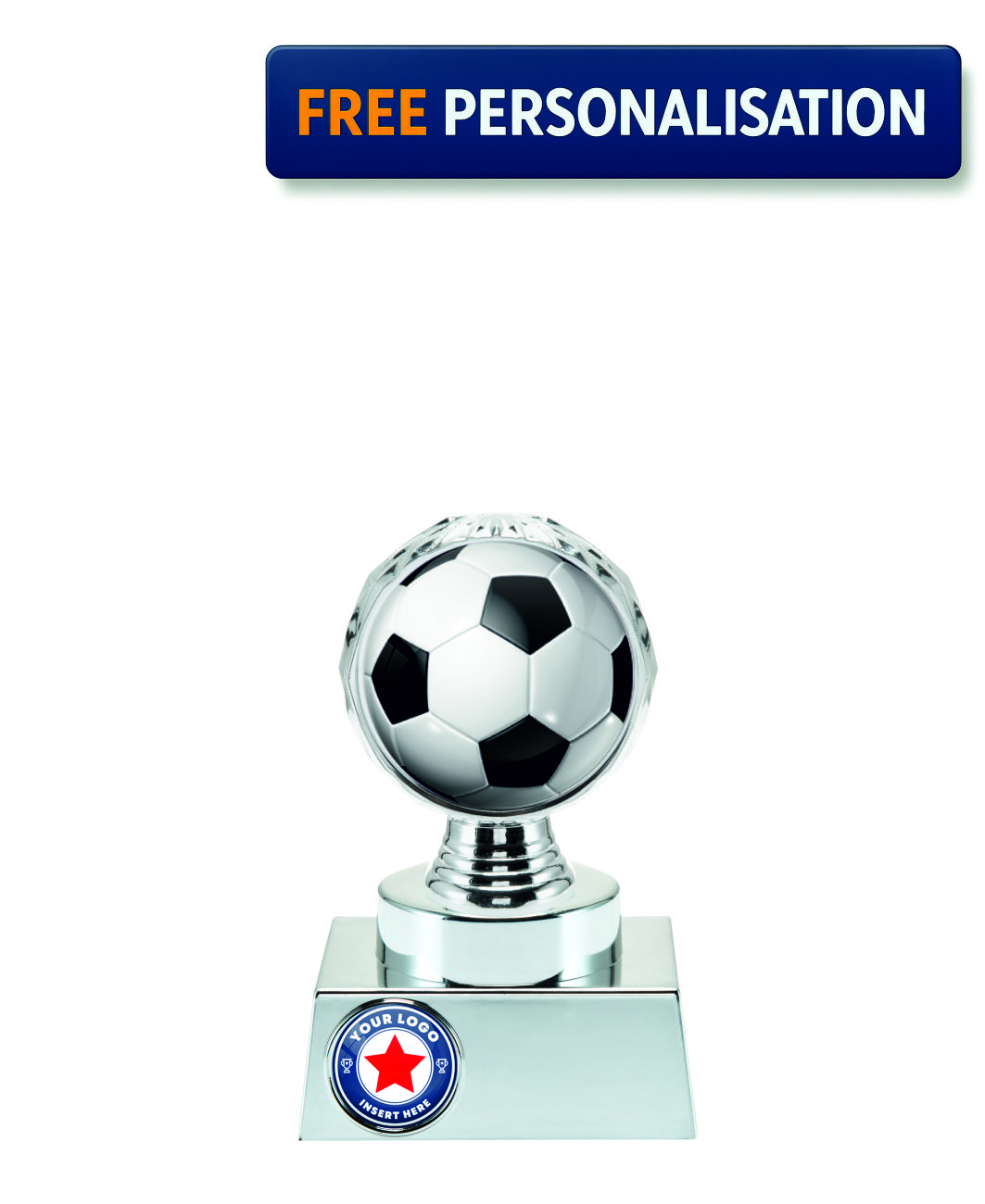 13.5cm SILVER SHINE FOOTBALL AWARD P514.02 + N31.02