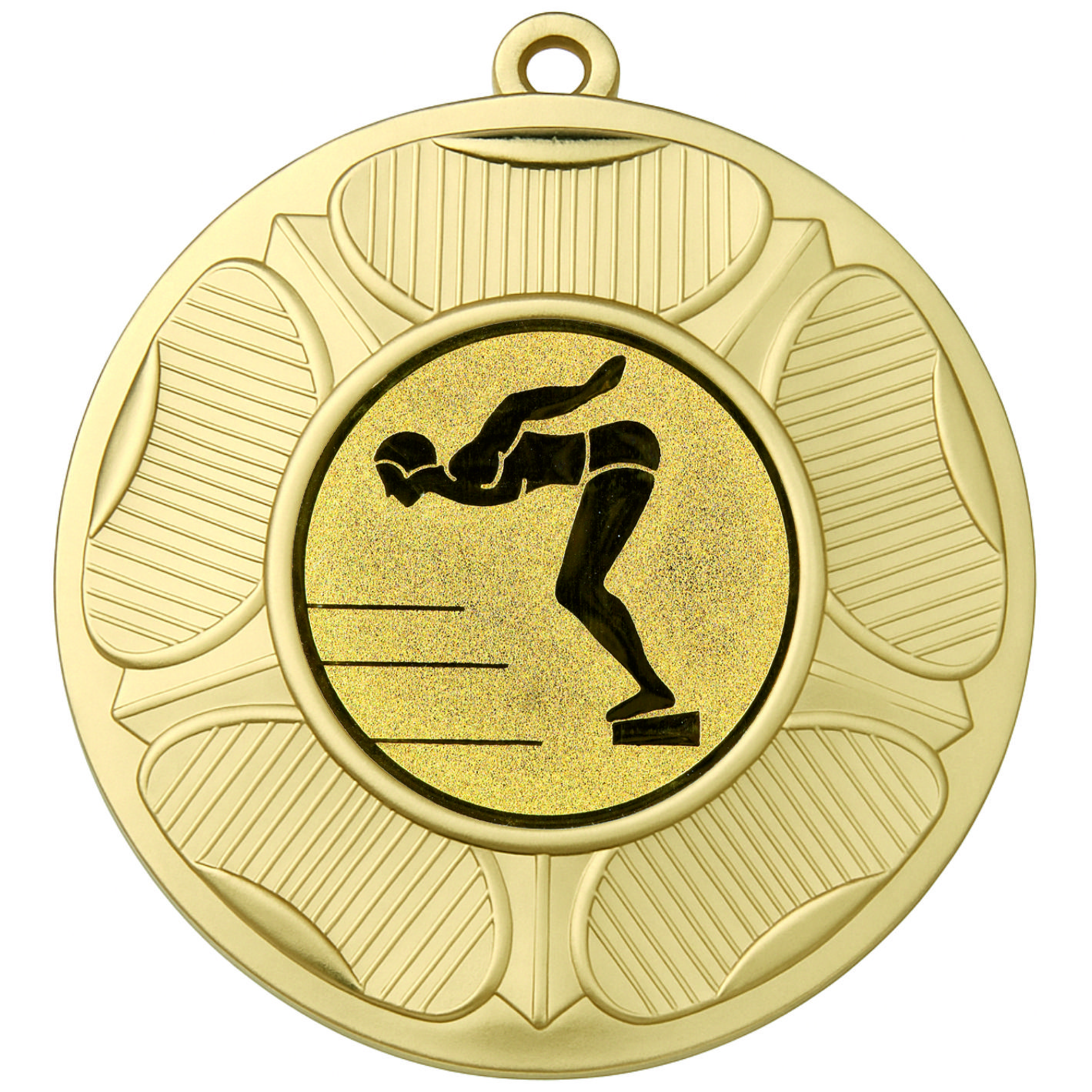 Gold Tudor Rose Male Swimming Medal-FREE Ribbon-BIE.M9458.01