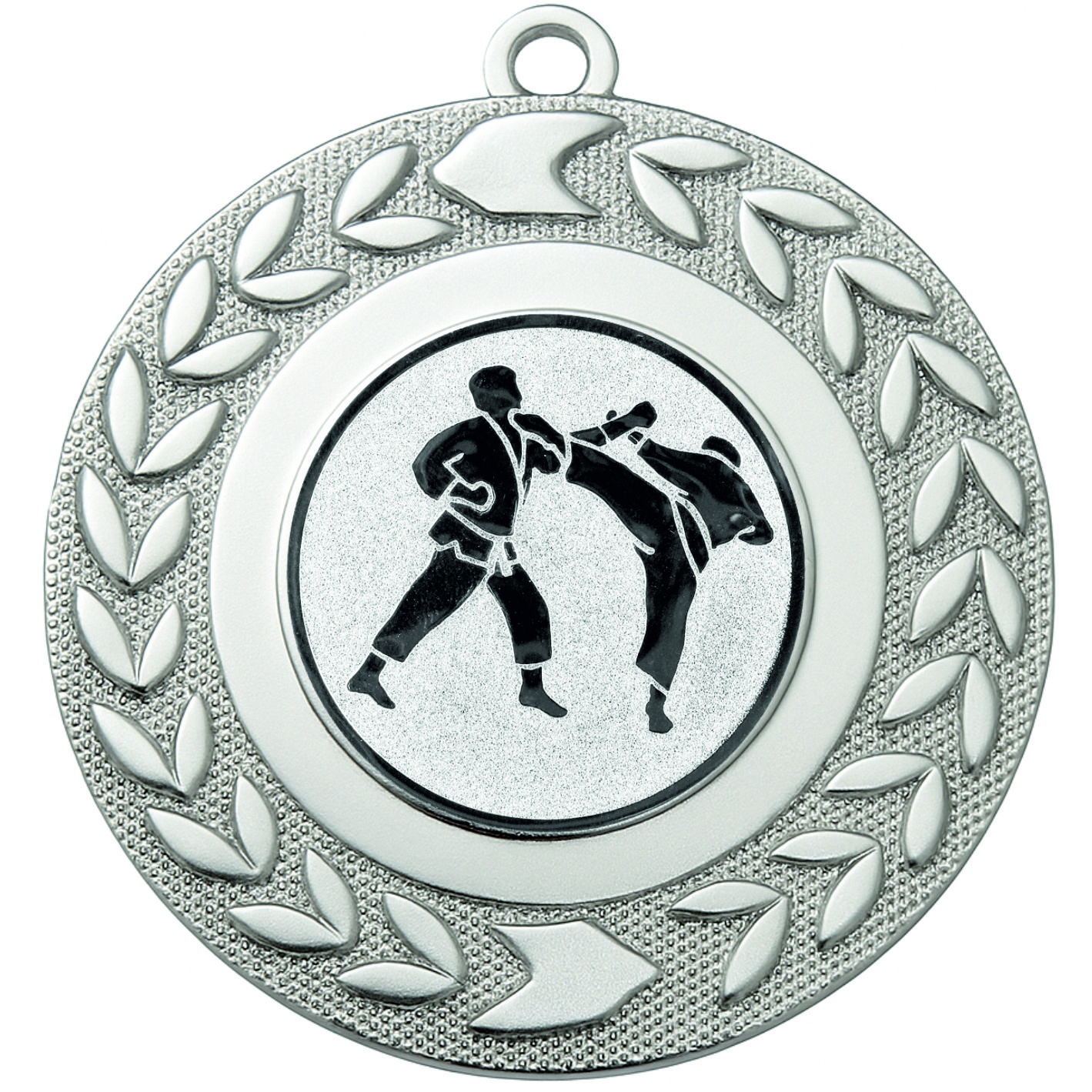 Silver Wreath Karate Medal - FREE Ribbon - BIE.M9460.02