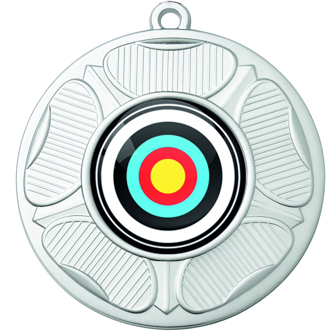 Silver Tudor Rose Colour Archery Medal - FREE Ribbon - BIE.M9458.02