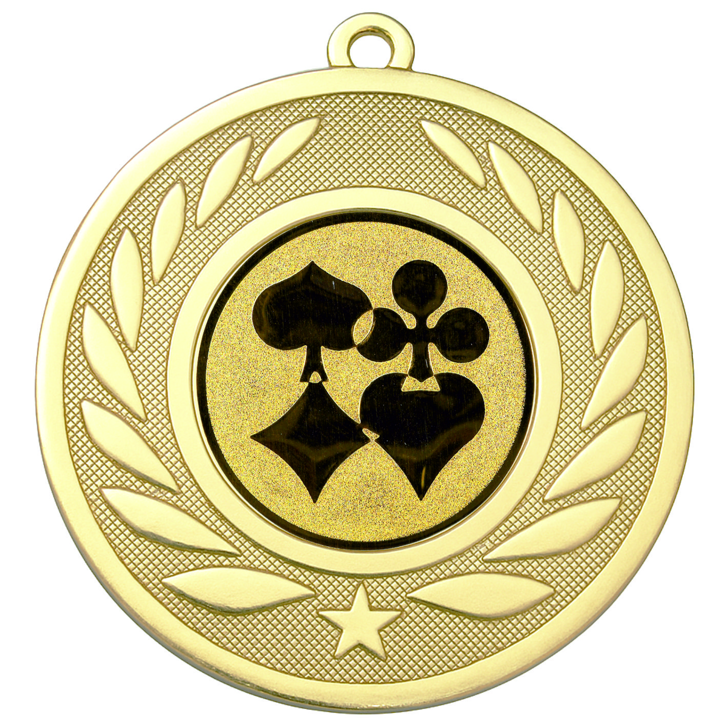 Gold Laurel Playing Card Medal - FREE Ribbon - BIE.M9459.01