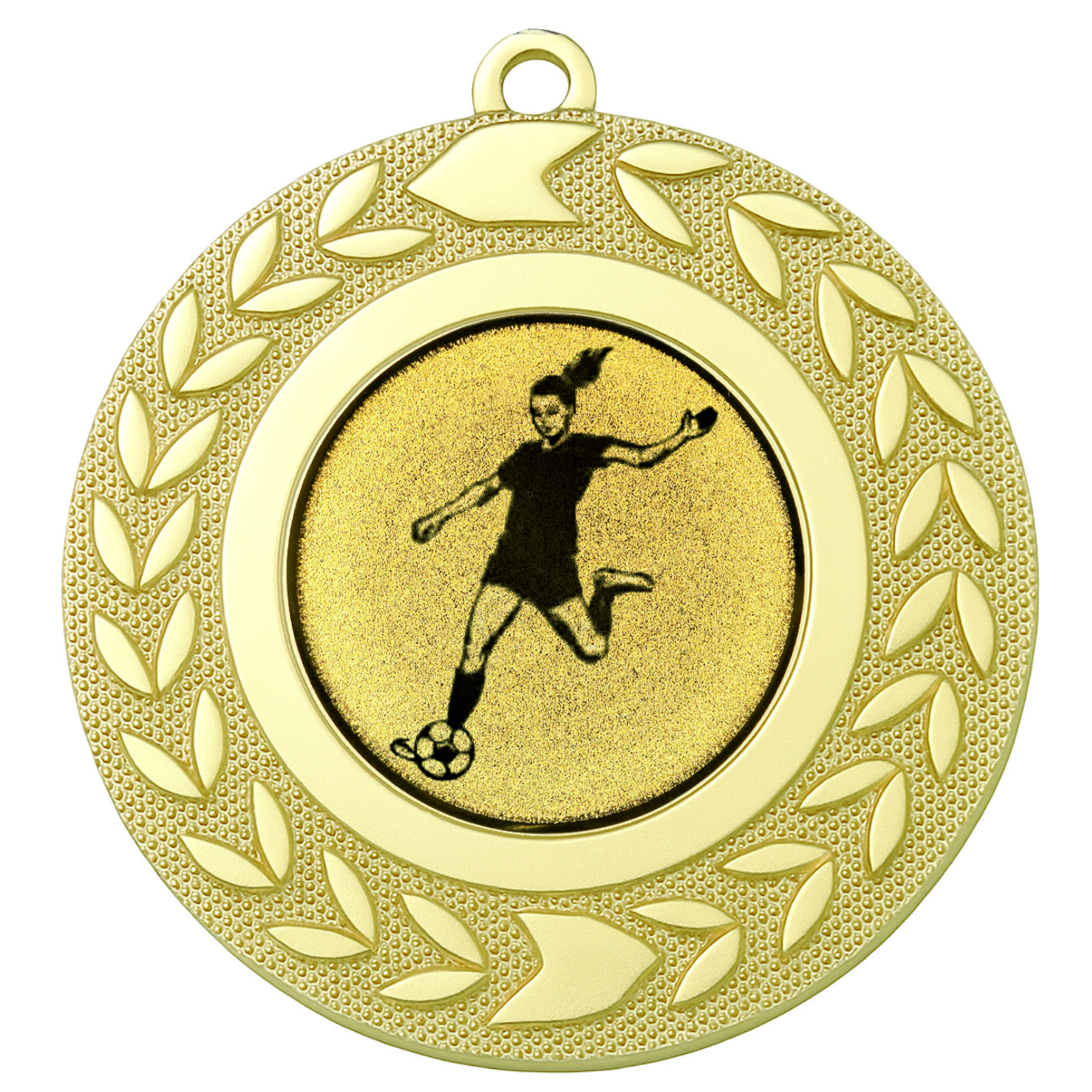 Gold Wreath Female Football Medal - FREE Ribbon - BIE.M9460.01