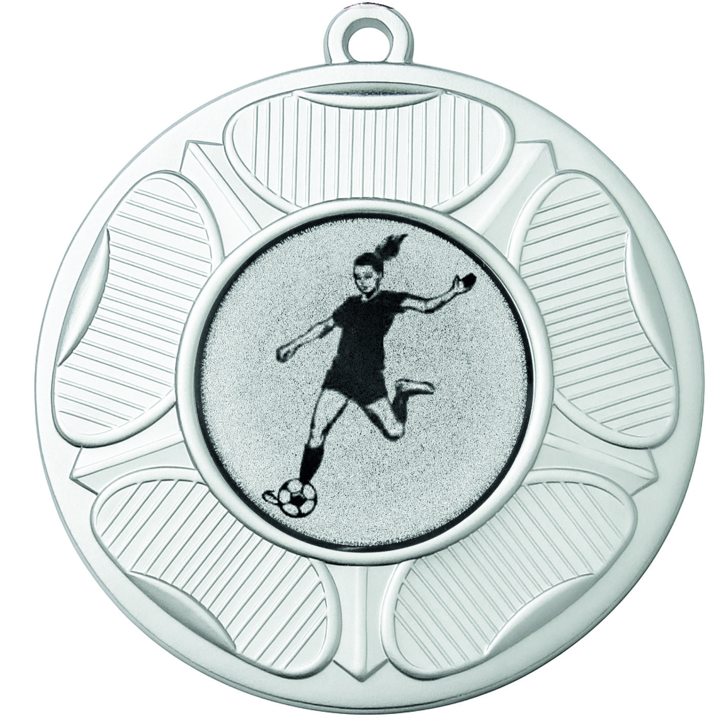 Silver Tudor Rose Female Football Medal-FREE Ribbon - BIE.M9458.02