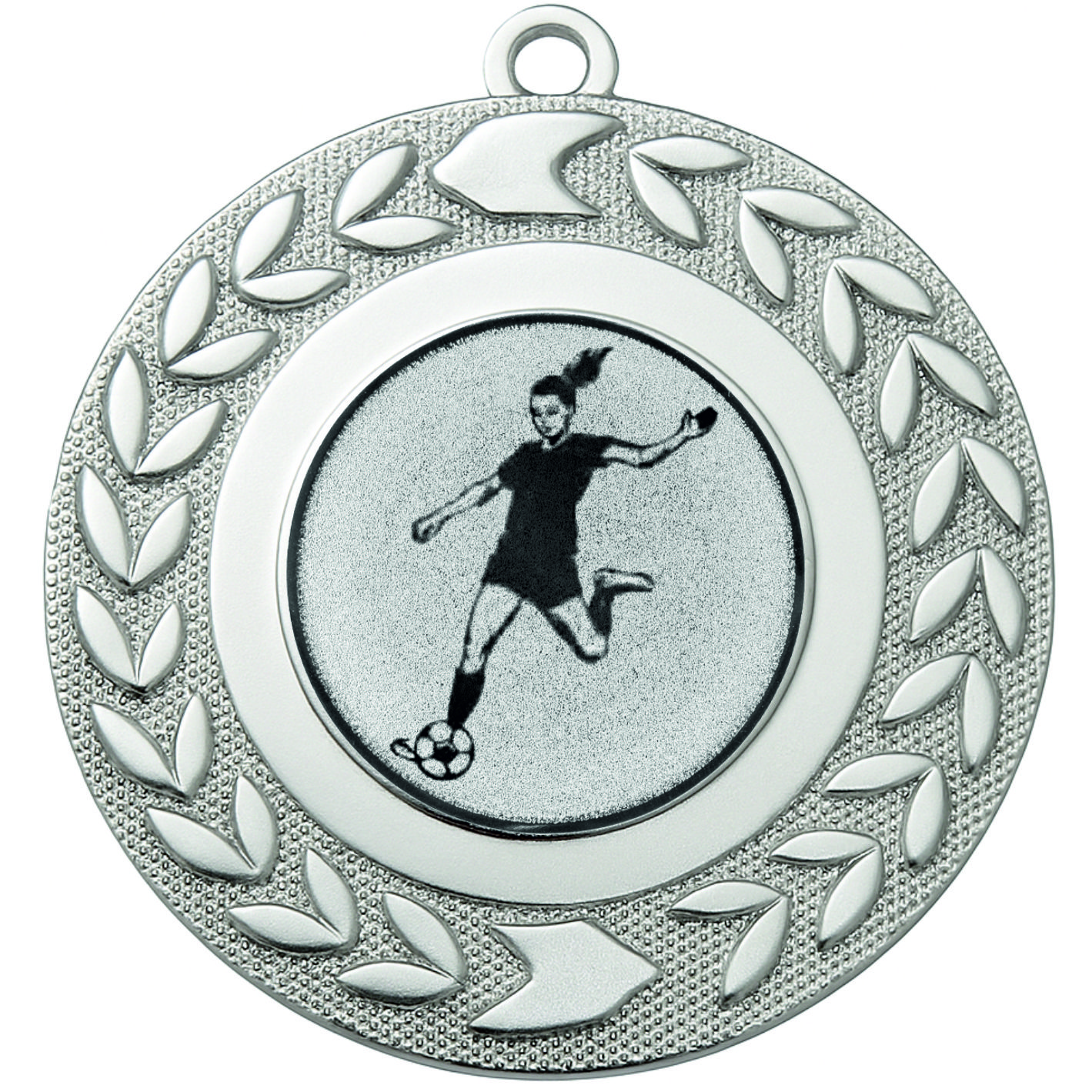Silver Wreath Female Football Medal - FREE Ribbon - BIE.M9460.02