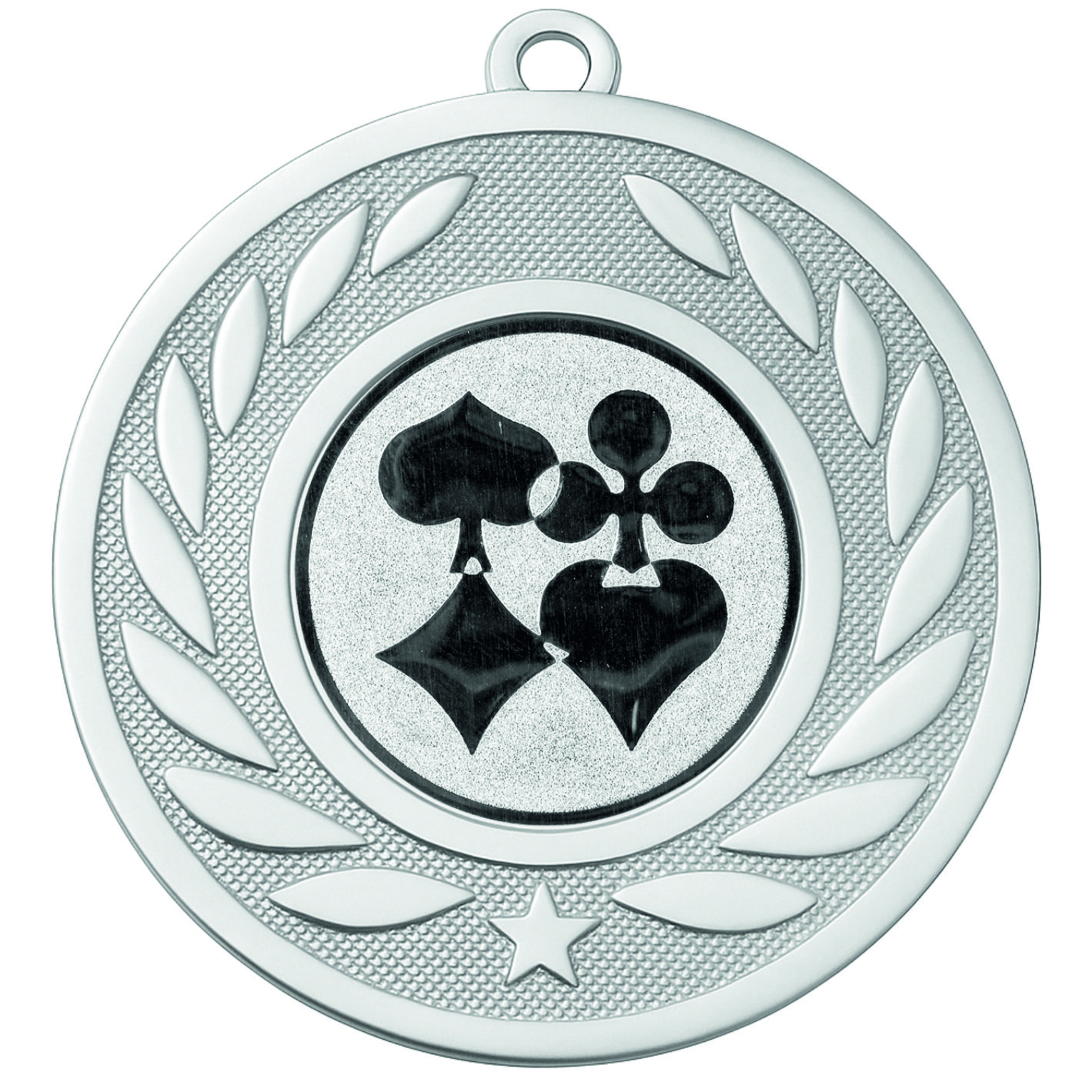 Silver Laurel Playing Card Medal - FREE Ribbon - BIE.M9459.02