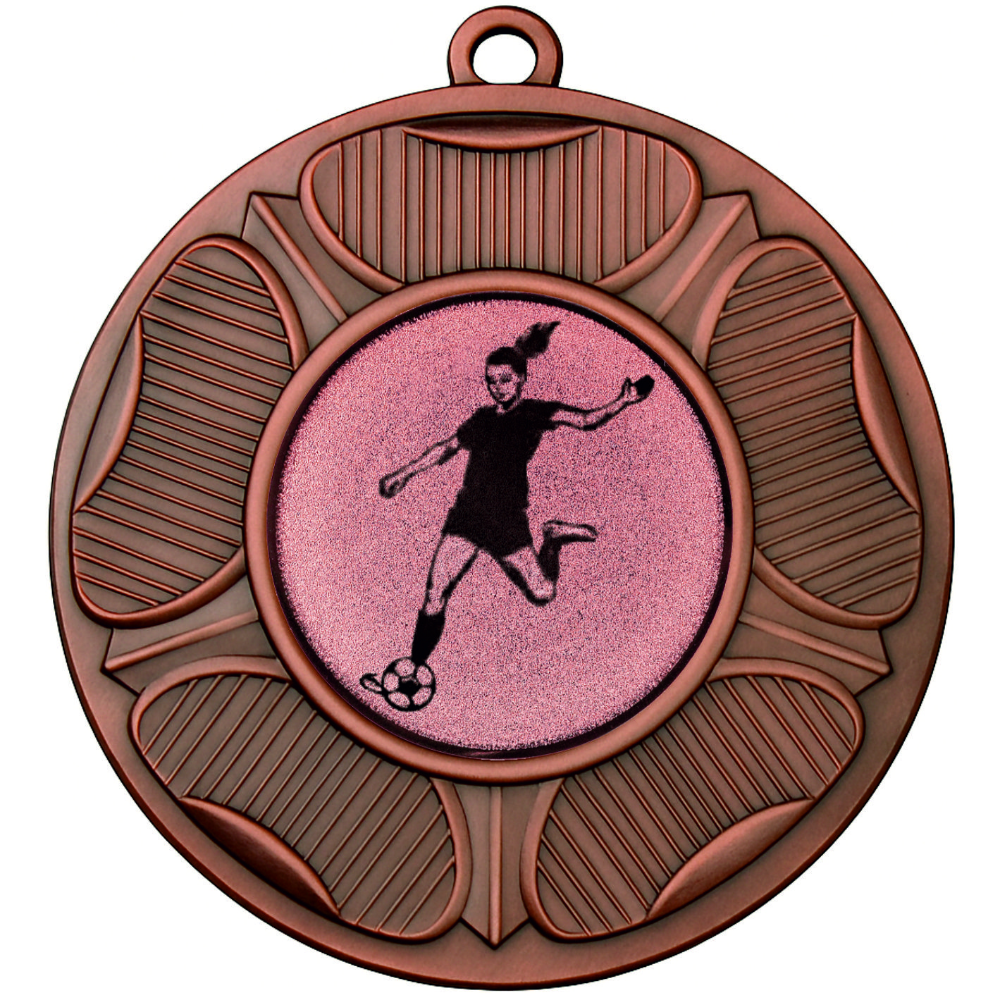 Bronze Tudor Rose Female Football Medal-FREE Ribbon - BIE.M9458.03