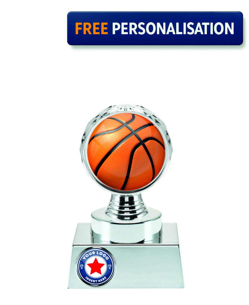 15cm SILVER SHINE BASKETBALL AWARD P514.02 + N32.02
