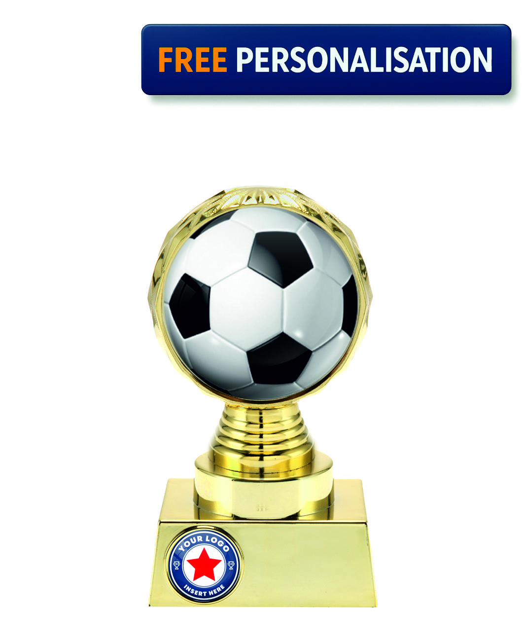 16.5cm GOLD SHINE FOOTBALL AWARD - P514.01 +N33.01