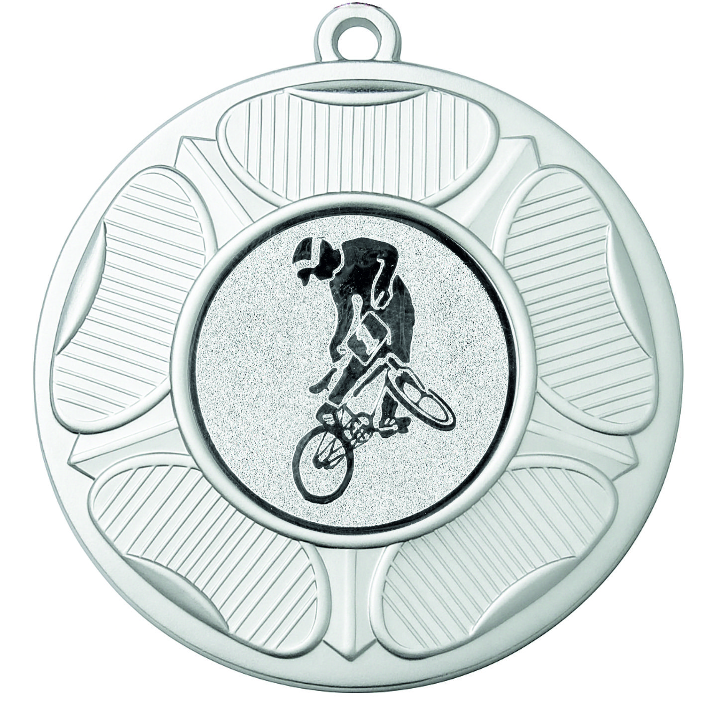 Silver Tudor Rose BMX Medal-FREE Ribbon - BIE.M9458.02
