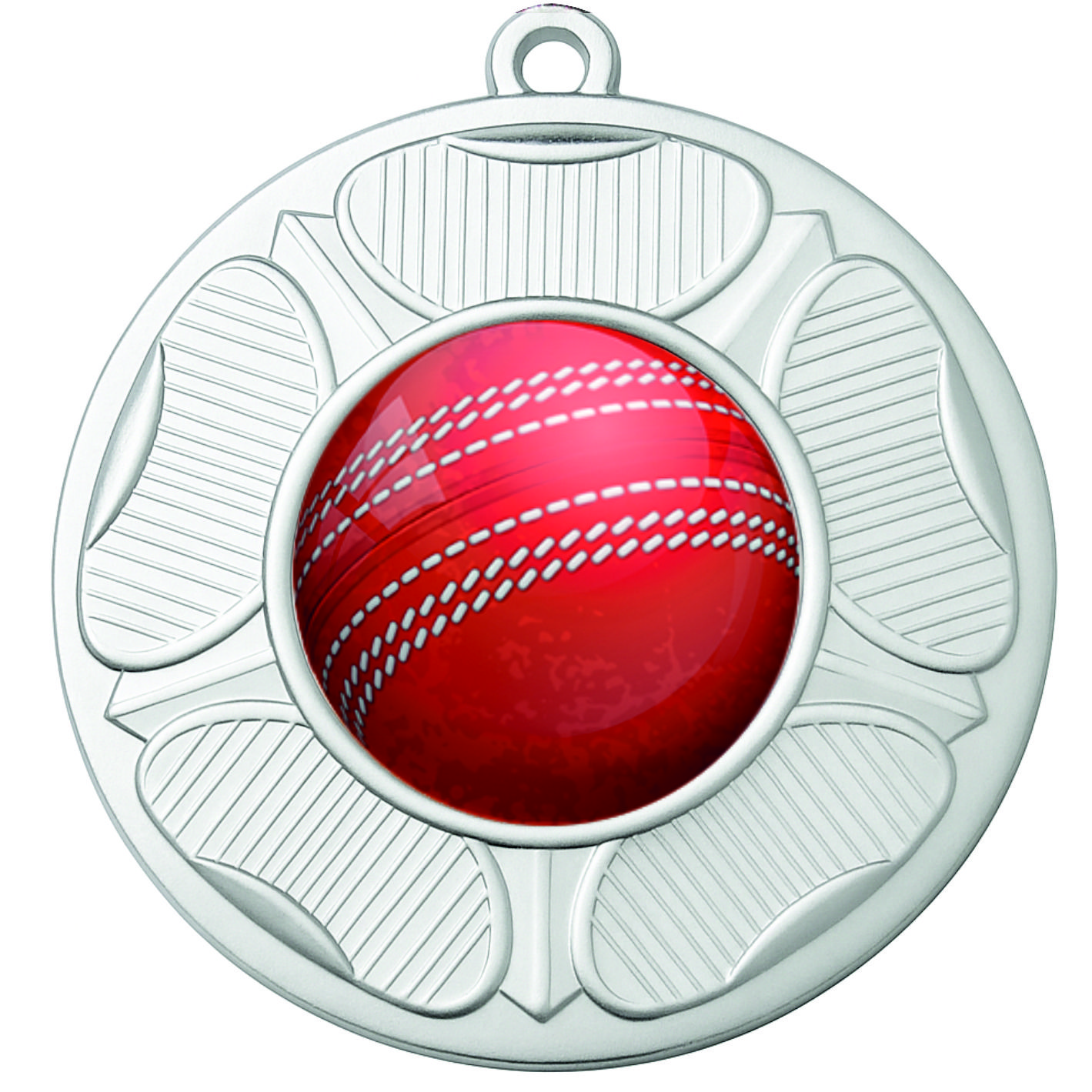 Silver Rose Colour Cricket Medal-FREE Ribbon-BIE.M9458.02