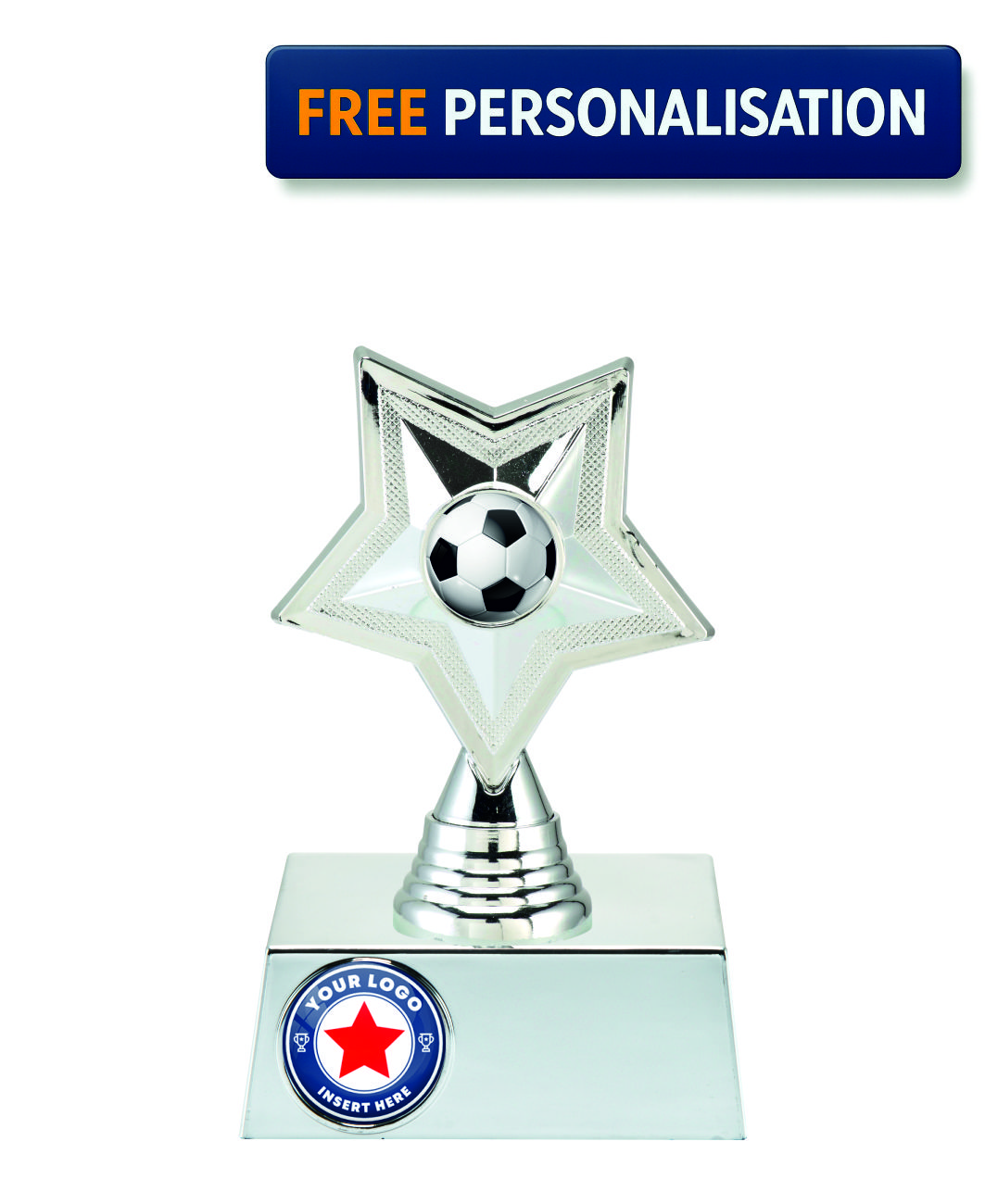 17.5cm SILVER STAR FOOTBALL AWARD - P531.02 + N33.02