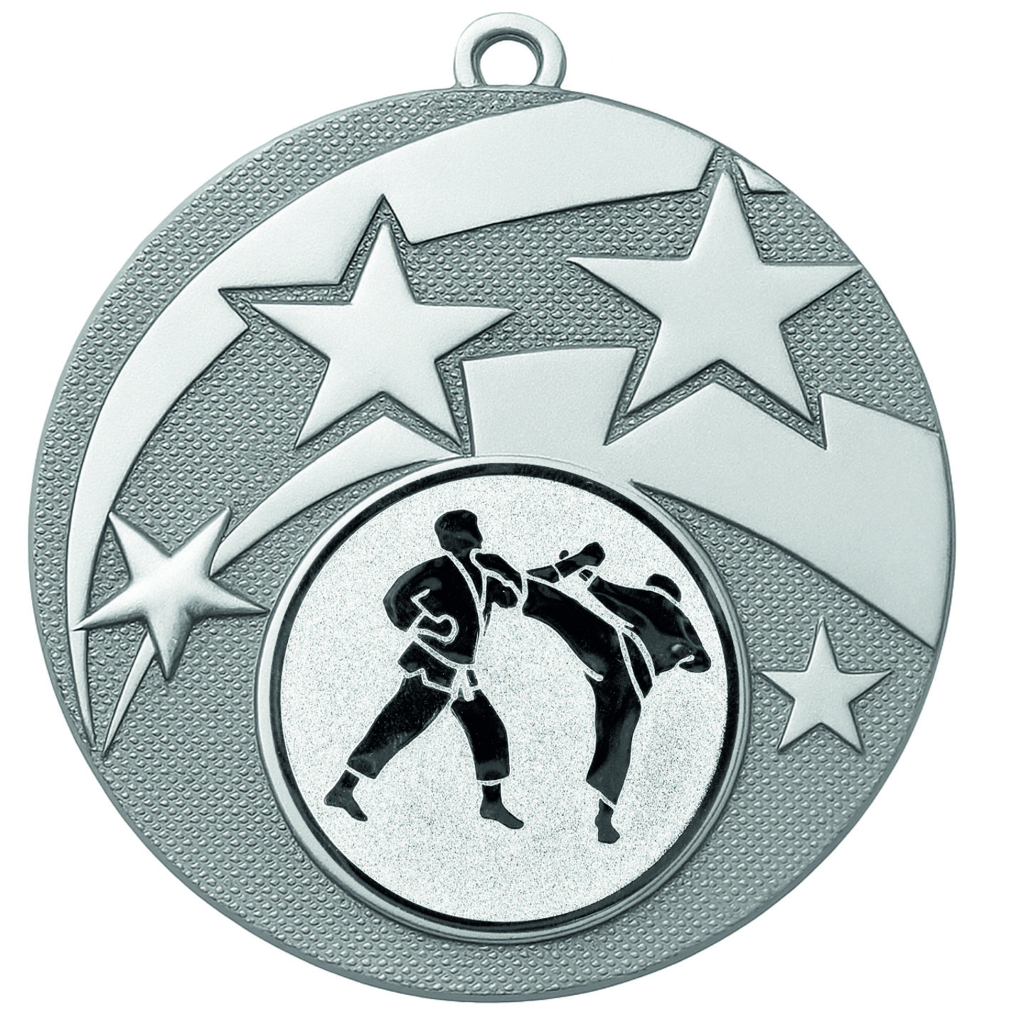 Silver Star Karate Medal -FREE Ribbon -BIE.M9457.02