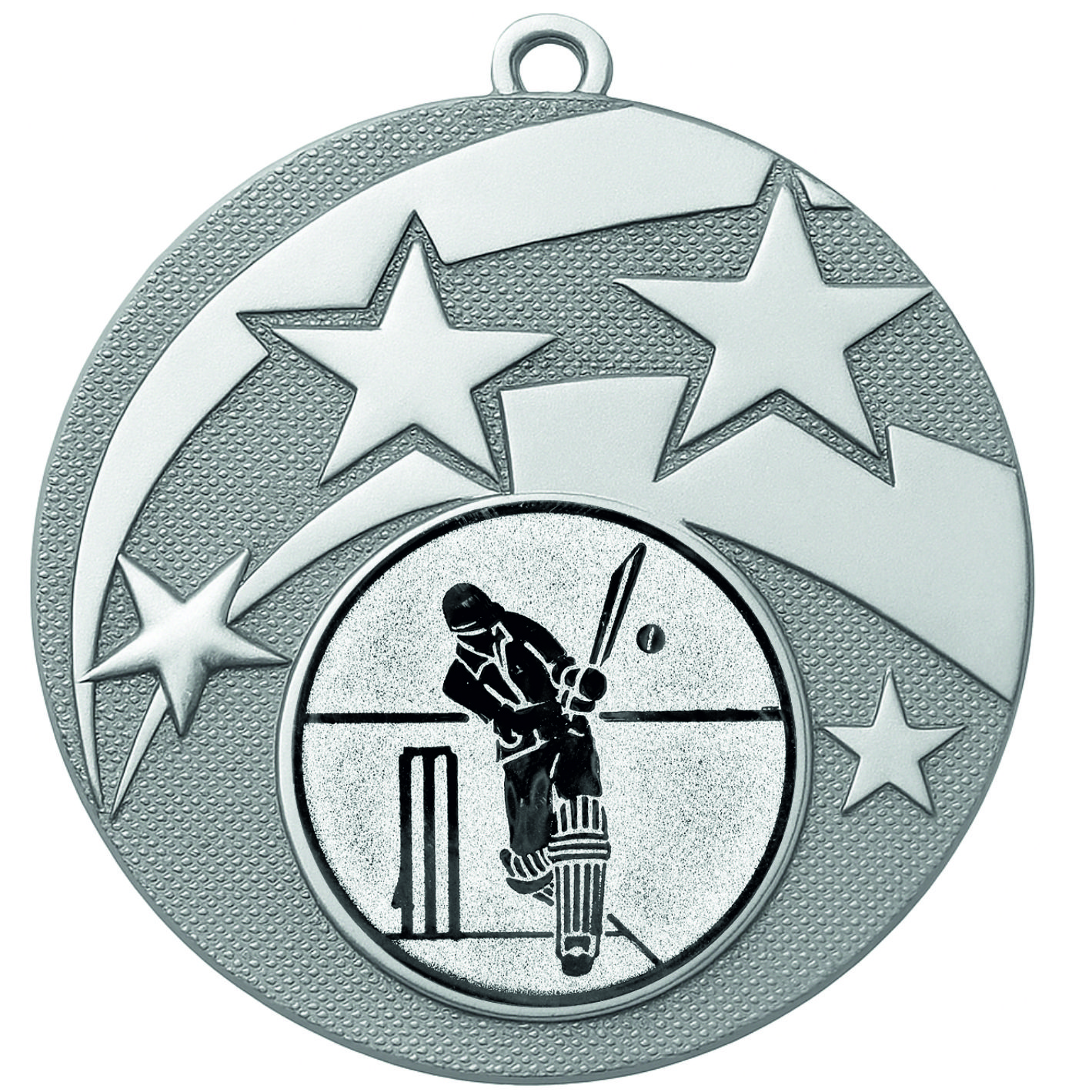 Silver Star Cricket Medal - FREE Ribbon - BIE.M9457.02