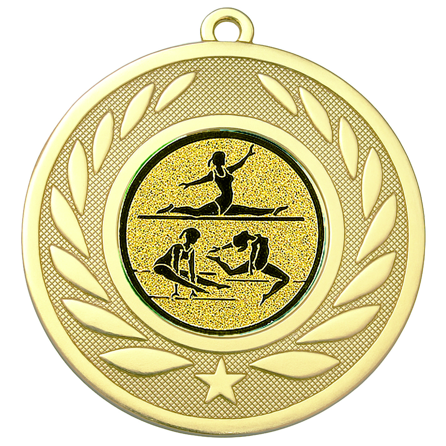 Gold Laurel Female Gymnast Medal - FREE Ribbon - BIE.M9459.01