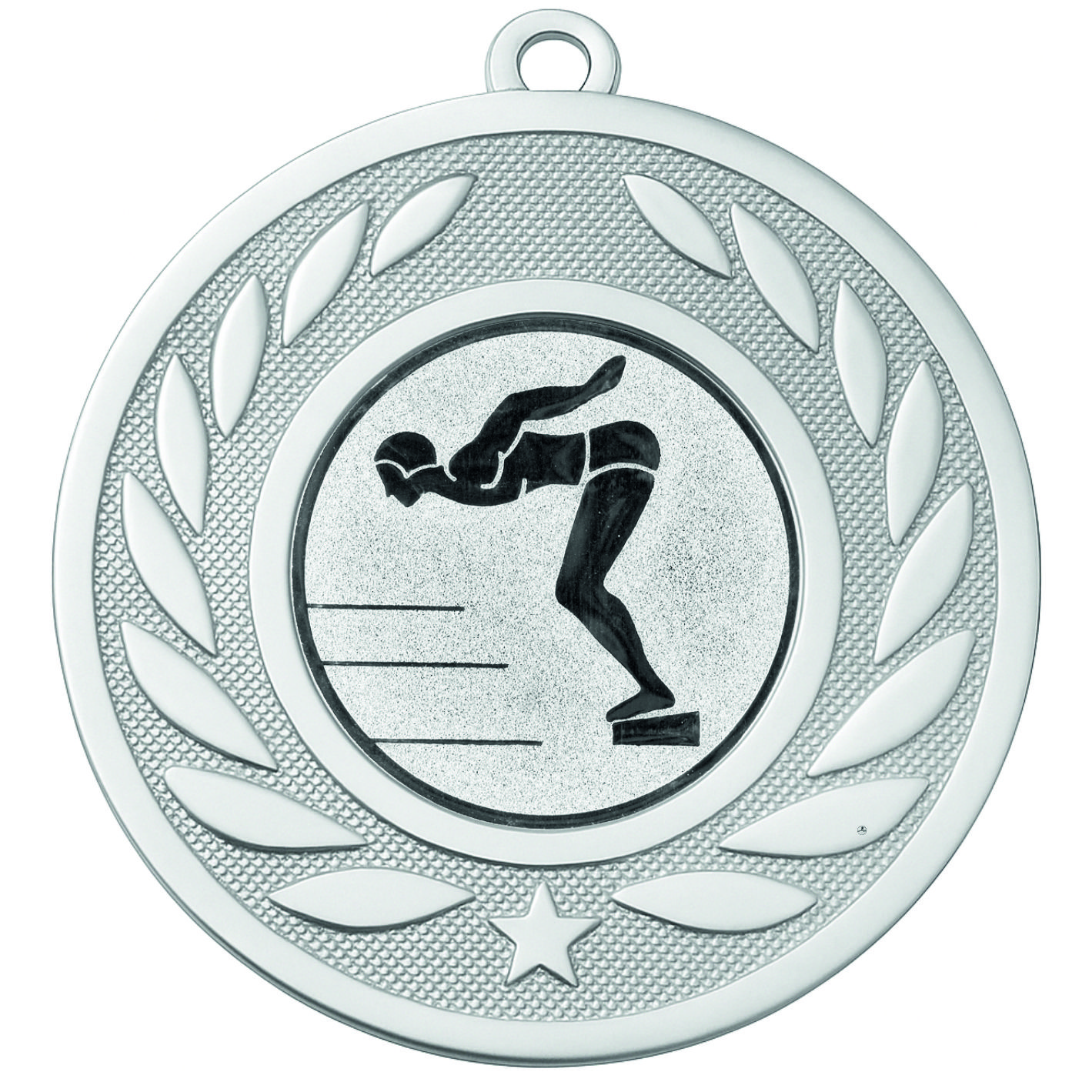 Silver Laurel Male Swimming Medal-FREE Ribbon-M9459.02