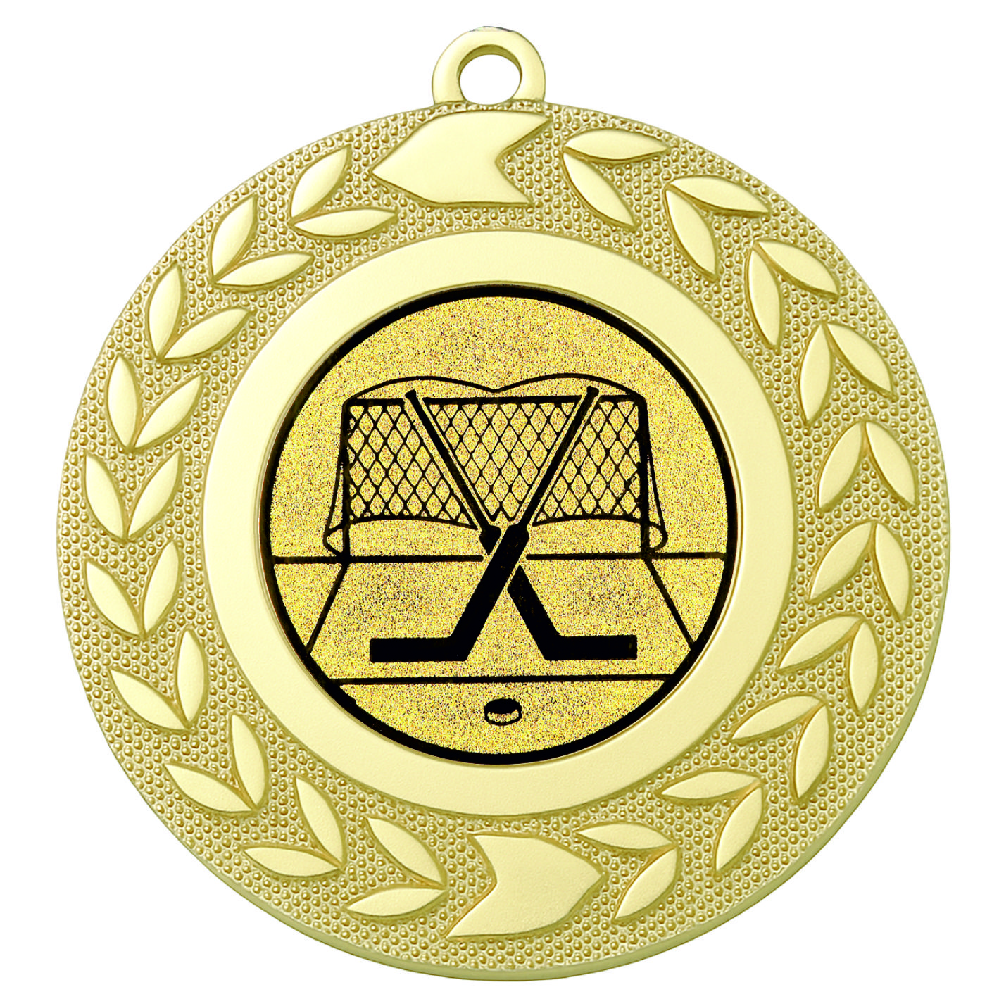 Gold Wreath Ice Hockey Medal - FREE Ribbon - BIE.M9460.01