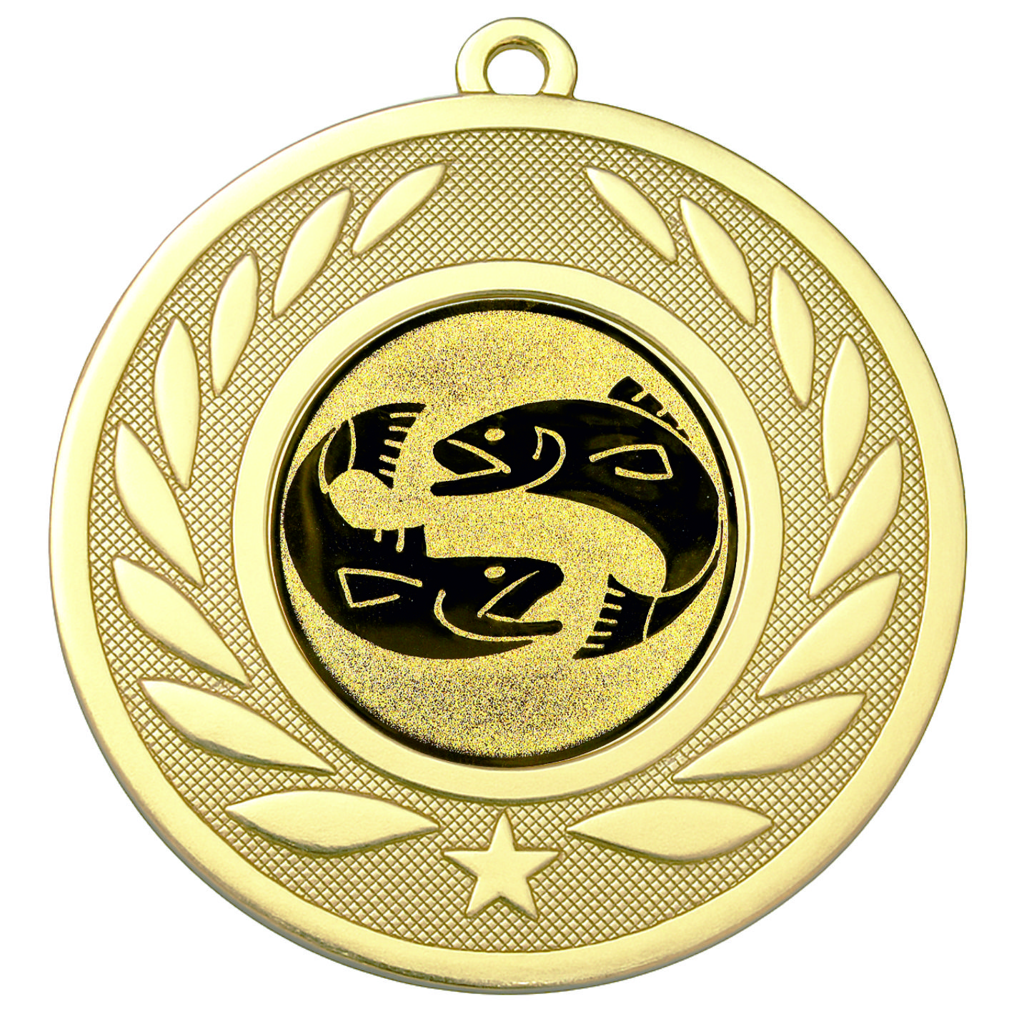 Gold Laurel Fish Medal - FREE Ribbon - BIE.M9459.01