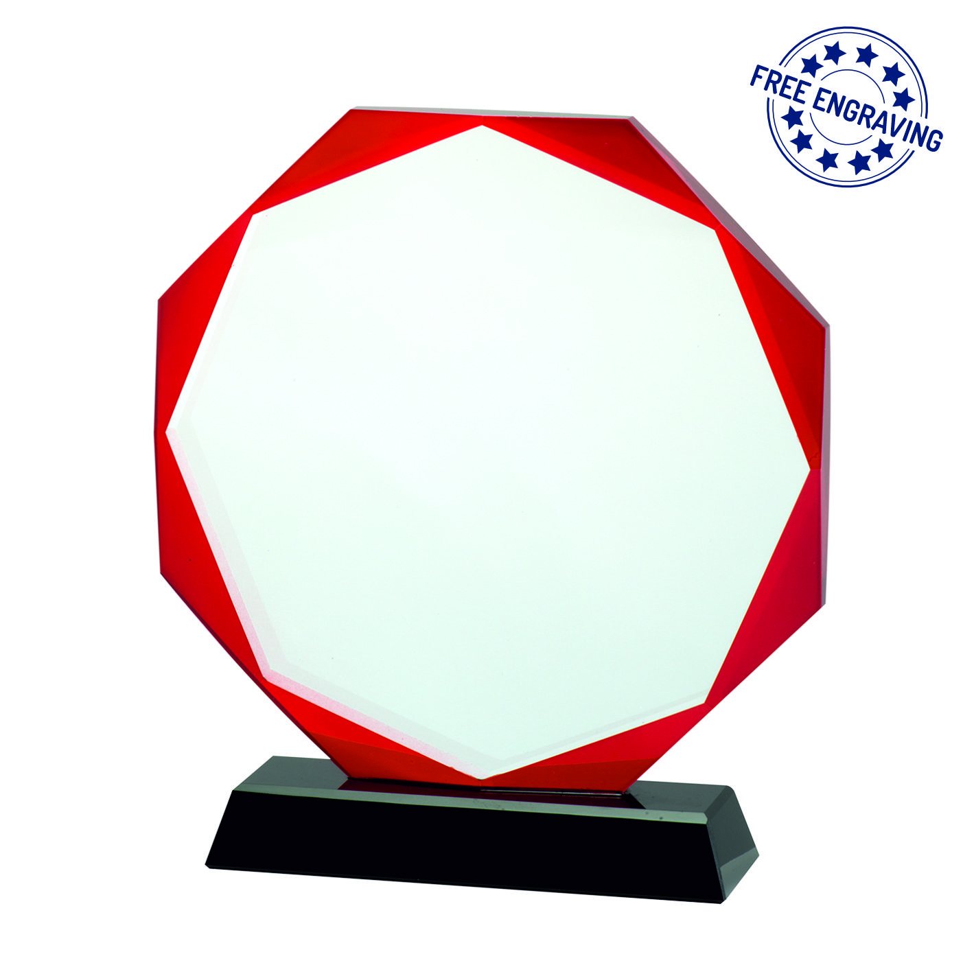 Red Octogan Luxury Glass Award - Presentation Box - W46_.08