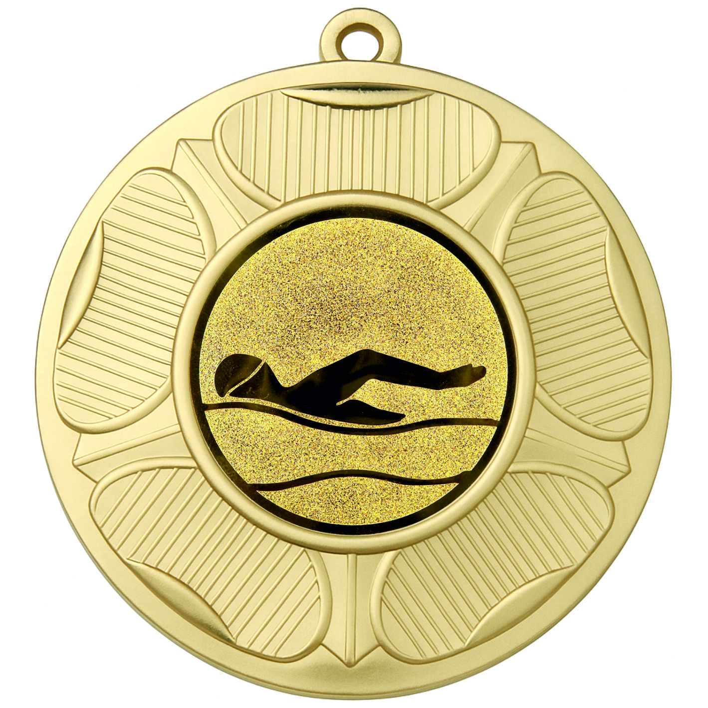 Gold Tudor Rose Swimming Medal-FREE Ribbon-BIE.M9458.01