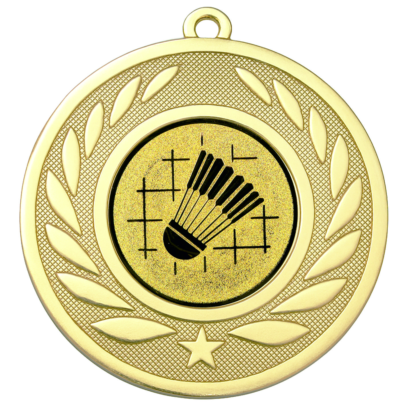 Gold Laurel Badminton Medal - FREE Ribbon - BIE.M9459.01