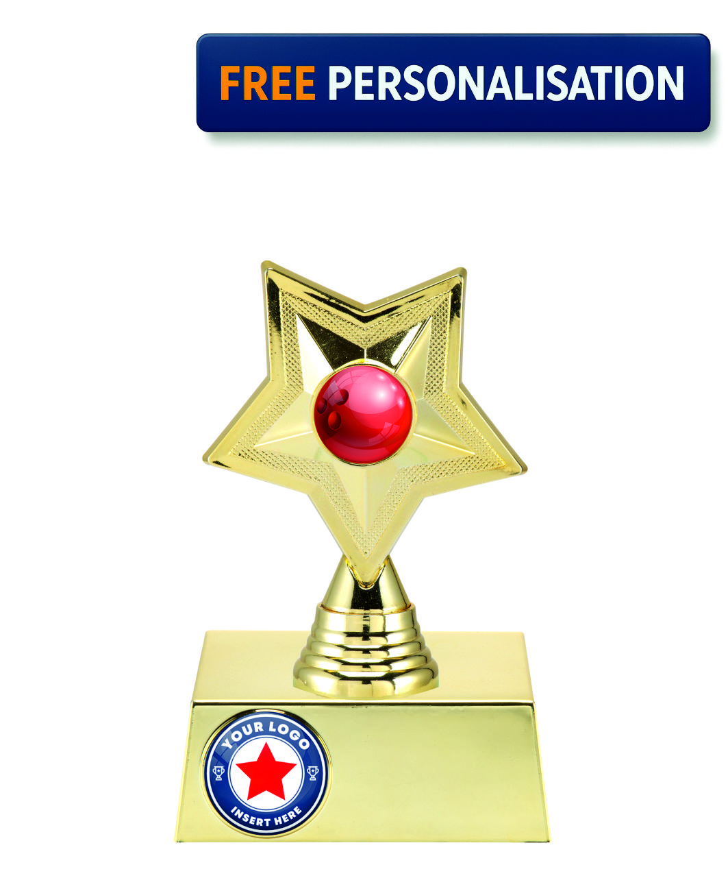 17.5cm GOLD STAR BOWLING AWARD - P531.01 + N33.01