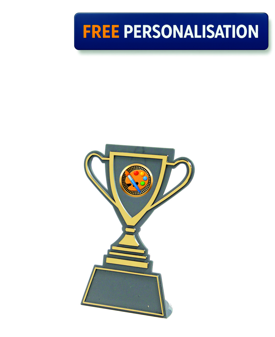 Grey & Gold Cup Plaque Budget Art Award - Q165GS.01