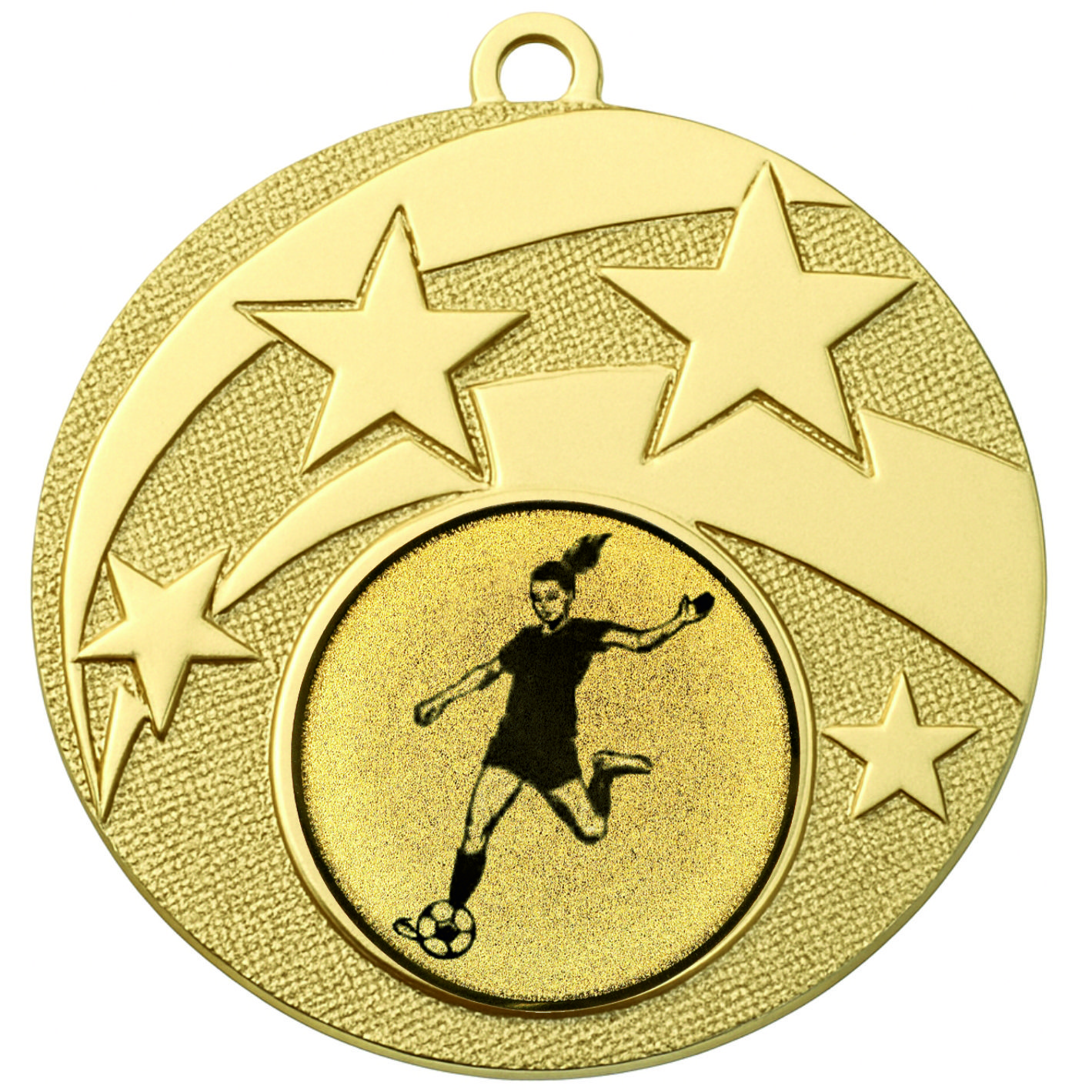 Gold Star Female Football Medal - FREE Ribbon - BIE.M9457.01