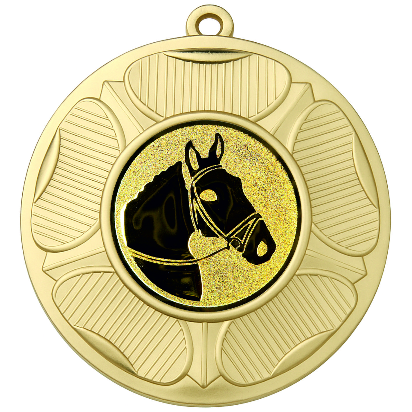 Gold Tudor Rose Horses Head Medal - FREE Ribbon - BIE.M9458.01