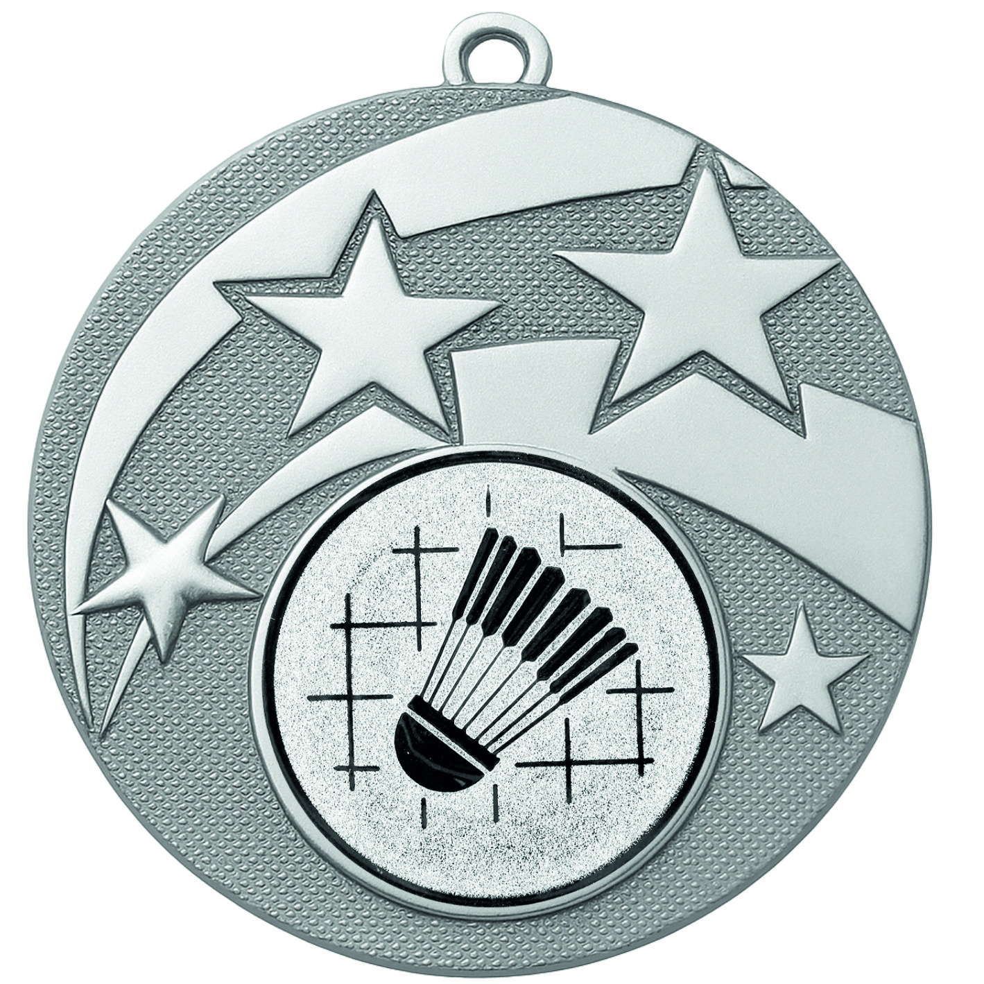 Silver Star Badminton Medal - FREE Ribbon - BIE.M9457.02