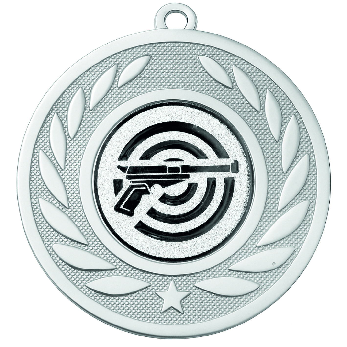 Silver Laurel Pistol Shooting Medal - FREE Ribbon - BIE.M9459.02