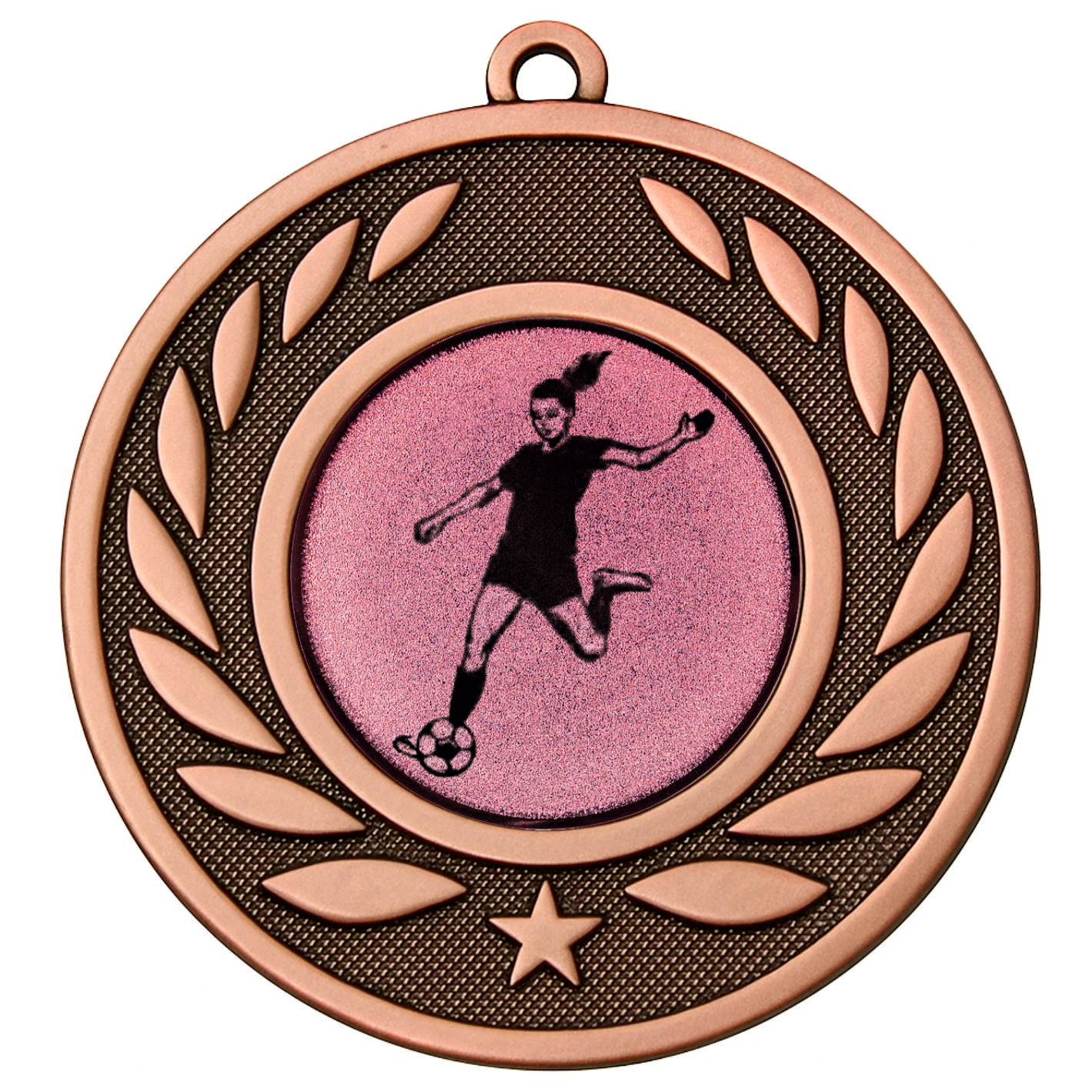Bronze Laurel Female Football Medal - FREE Ribbon - BIE.M9459.03