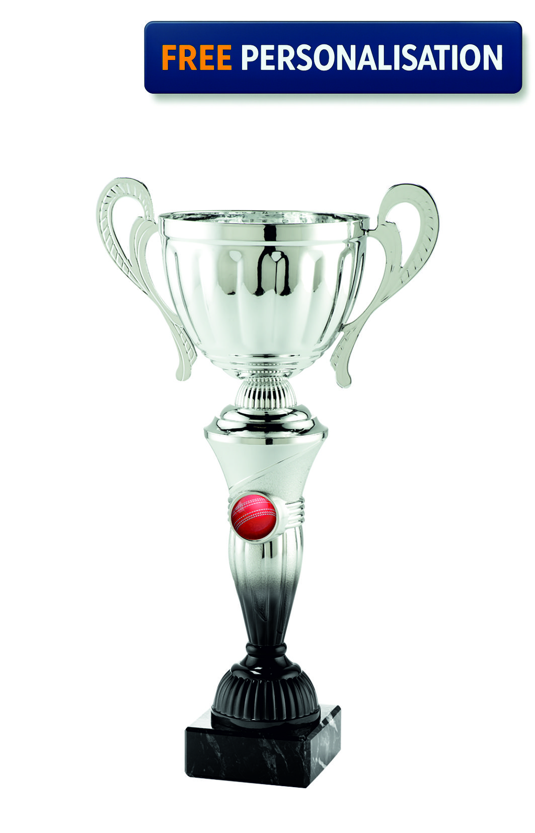 34cm SILVER & BLACK CUP CRICKET AWARD - MT.151.16.D