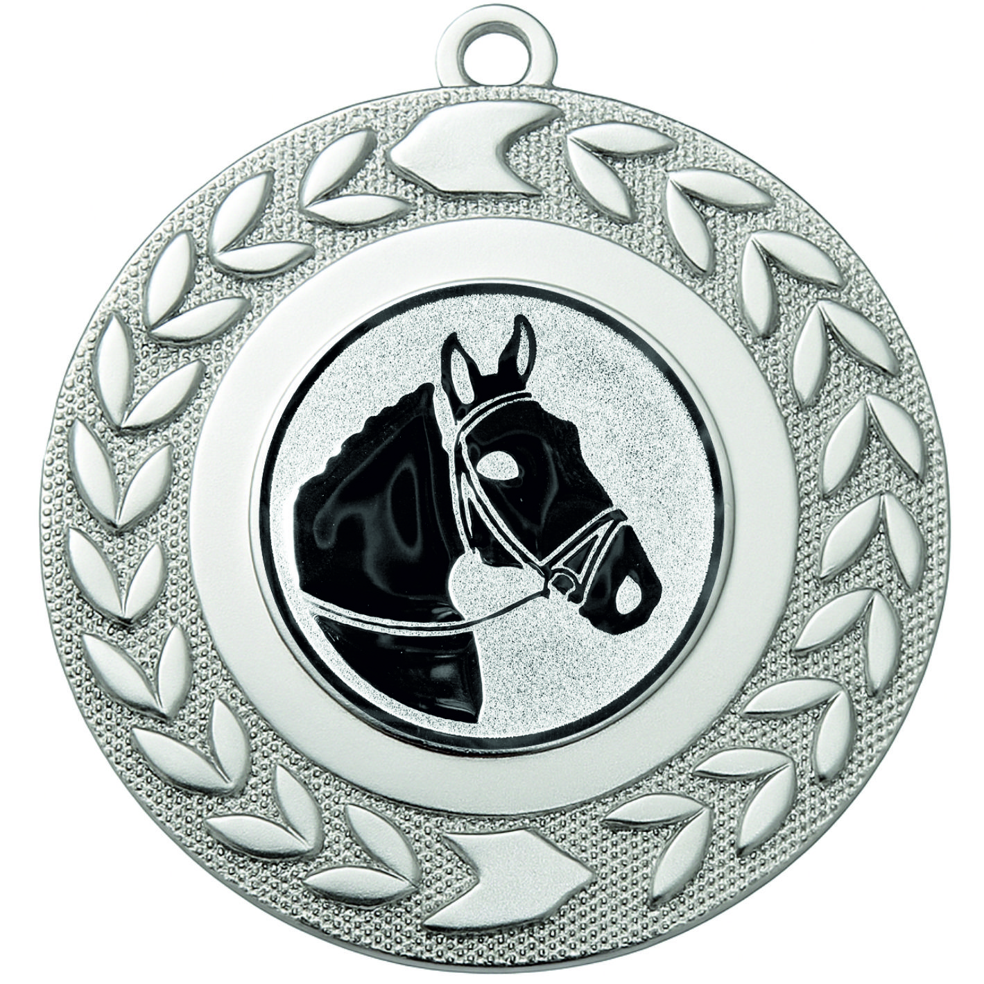 Silver Wreath Horses Head Medal - FREE Ribbon - BIE.M9460.02