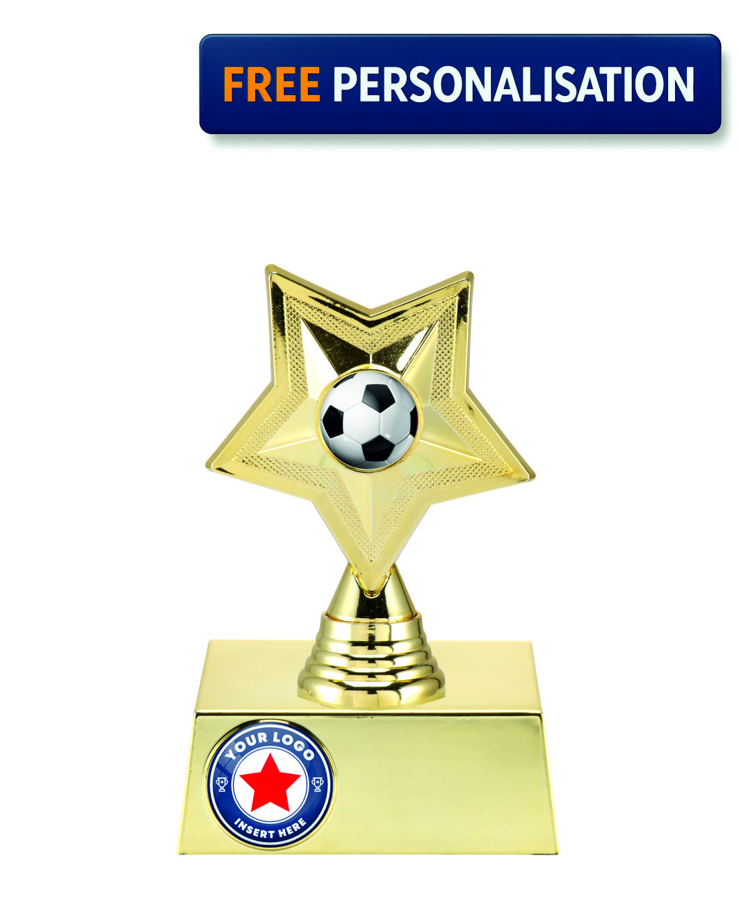 17.5cm GOLD STAR FOOTBALL AWARD - P531.01 + N33.01