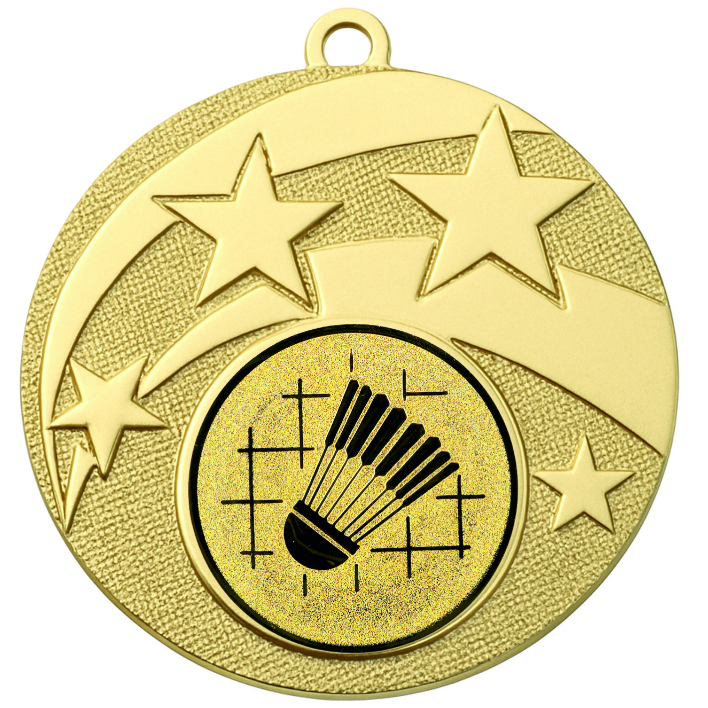 Gold Star Badminton Medal - FREE Ribbon - BIE.M9457.01