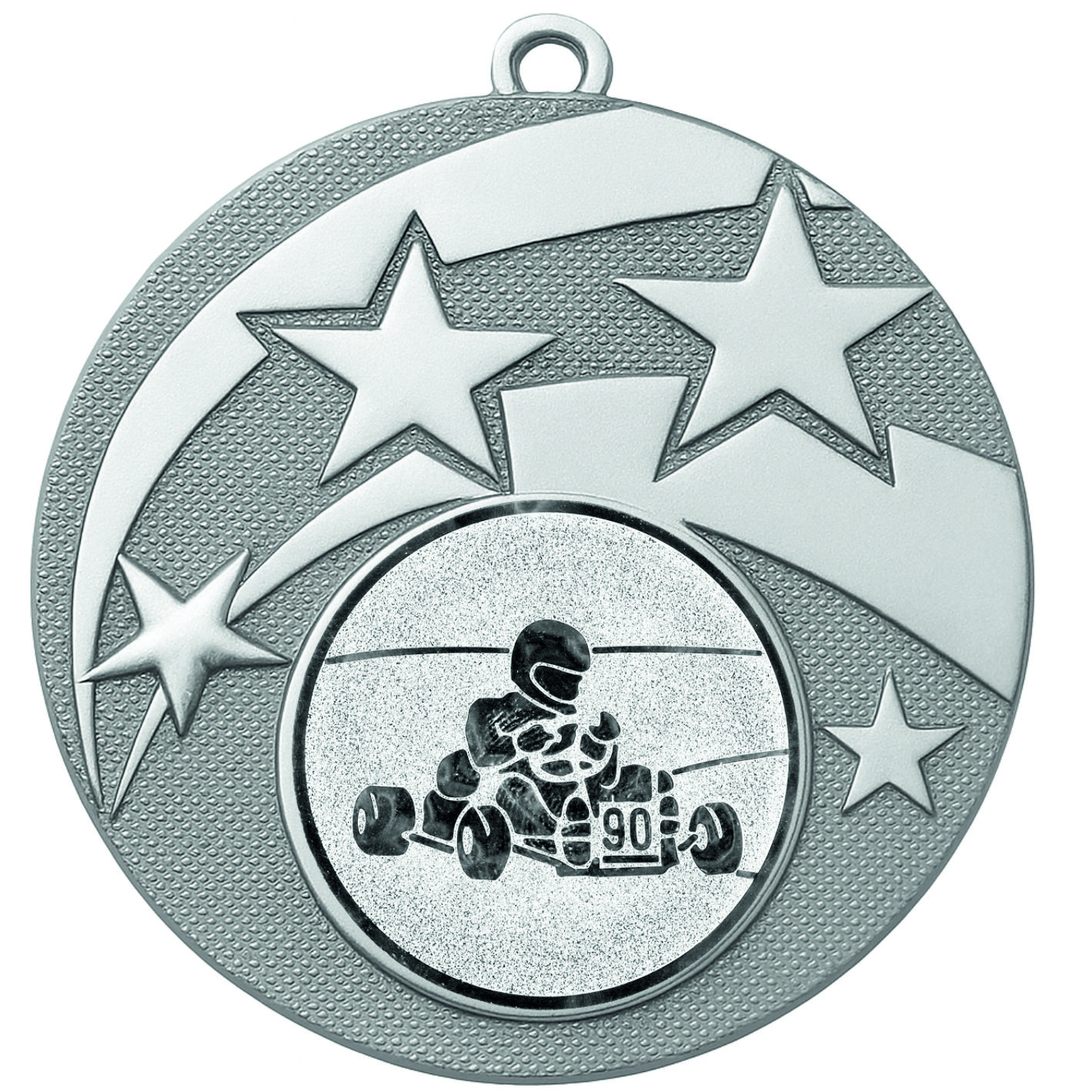 Silver Star Karting Medal -FREE Ribbon -BIE.M9457.02