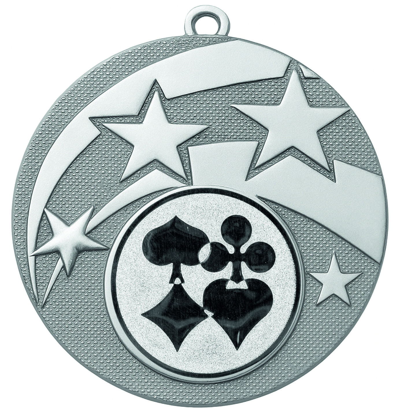 Silver Star Playing Card Medal -FREE Ribbon -BIE.M9457.02
