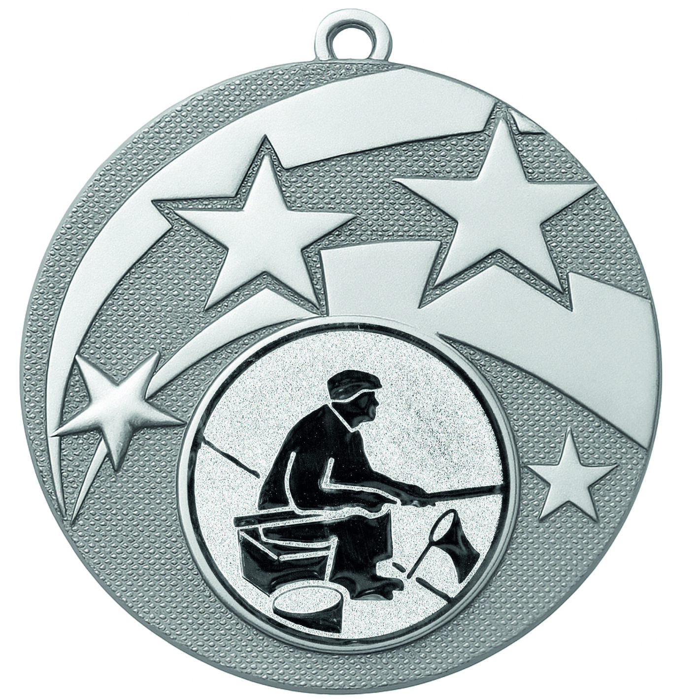 Silver Star Fishing Medal - FREE Ribbon - BIE.M9457.02