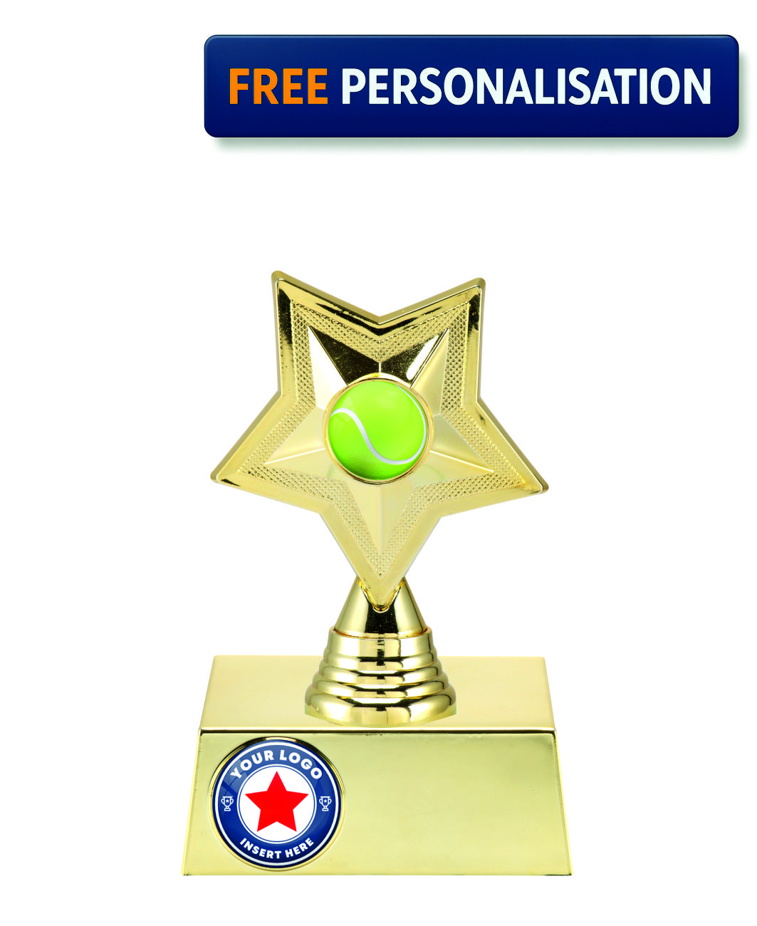 17.5cm GOLD STAR TENNIS AWARD - P531.01 + N33.01