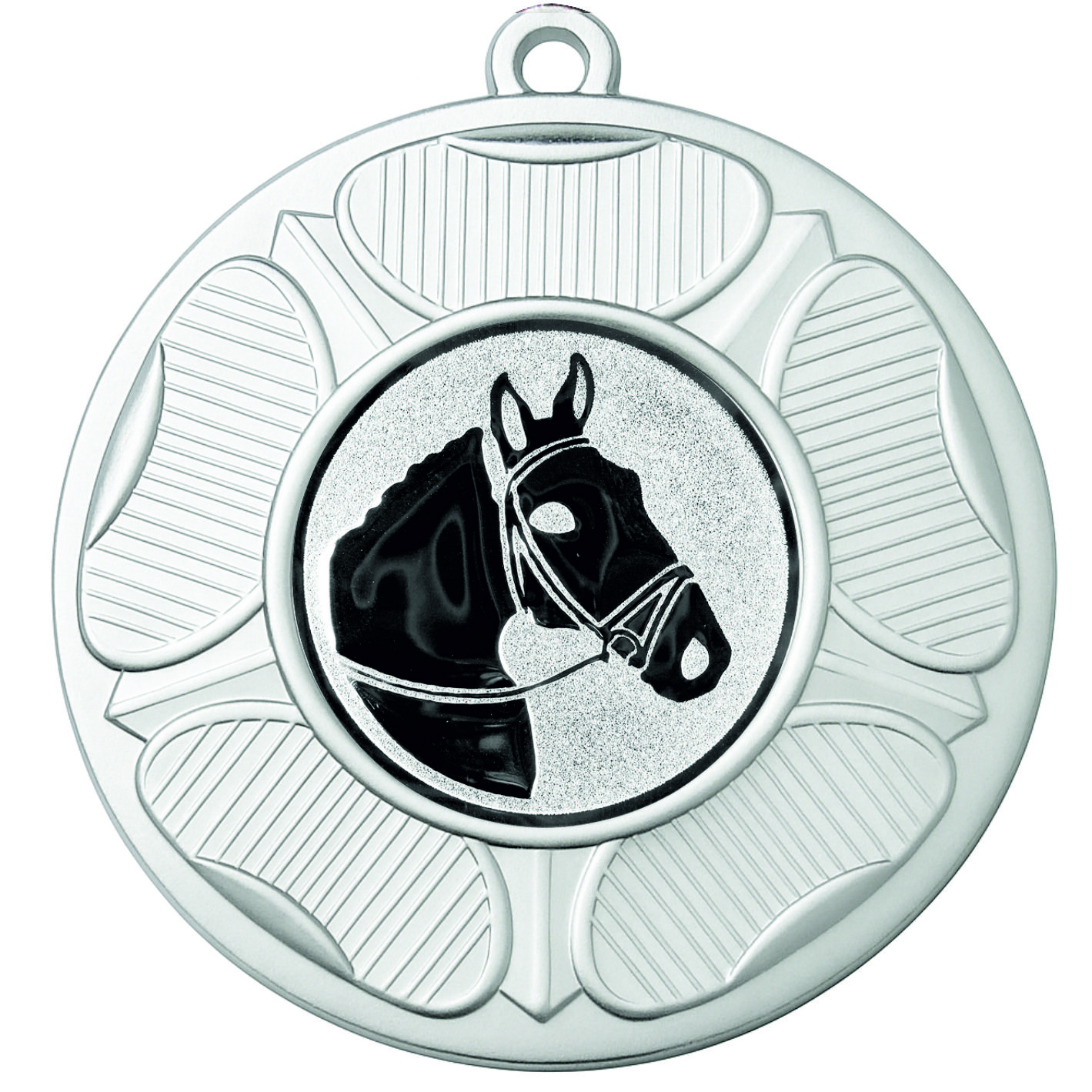 Silver Tudor Rose Horses Head Medal - FREE Ribbon - BIE.M9458.02