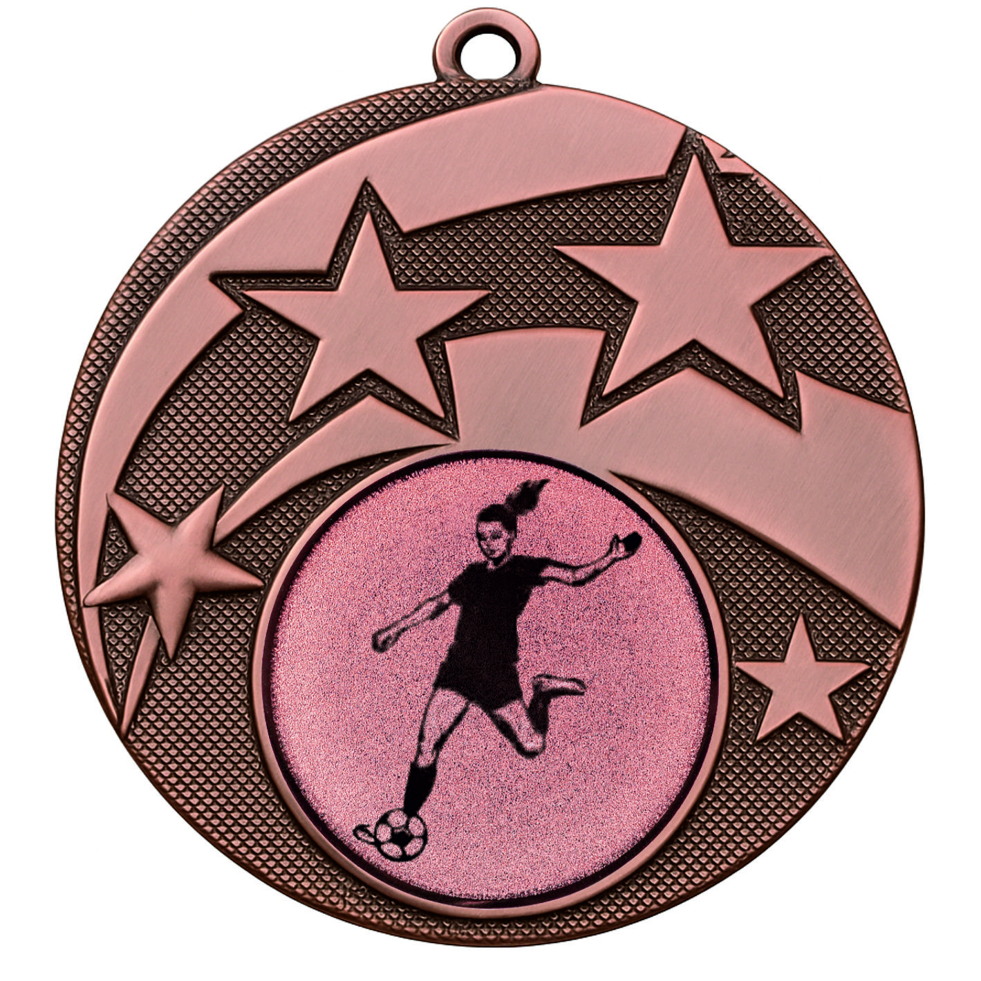 Bronze Star Female Football Medal - FREE Ribbon - BIE.M9457.03