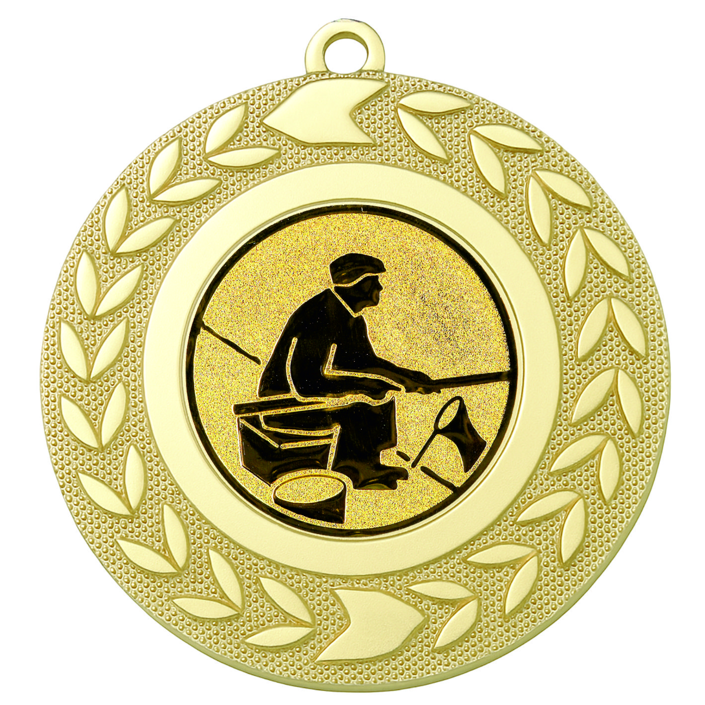 Gold Wreath Fishing Medal - FREE Ribbon - BIE.M9460.01