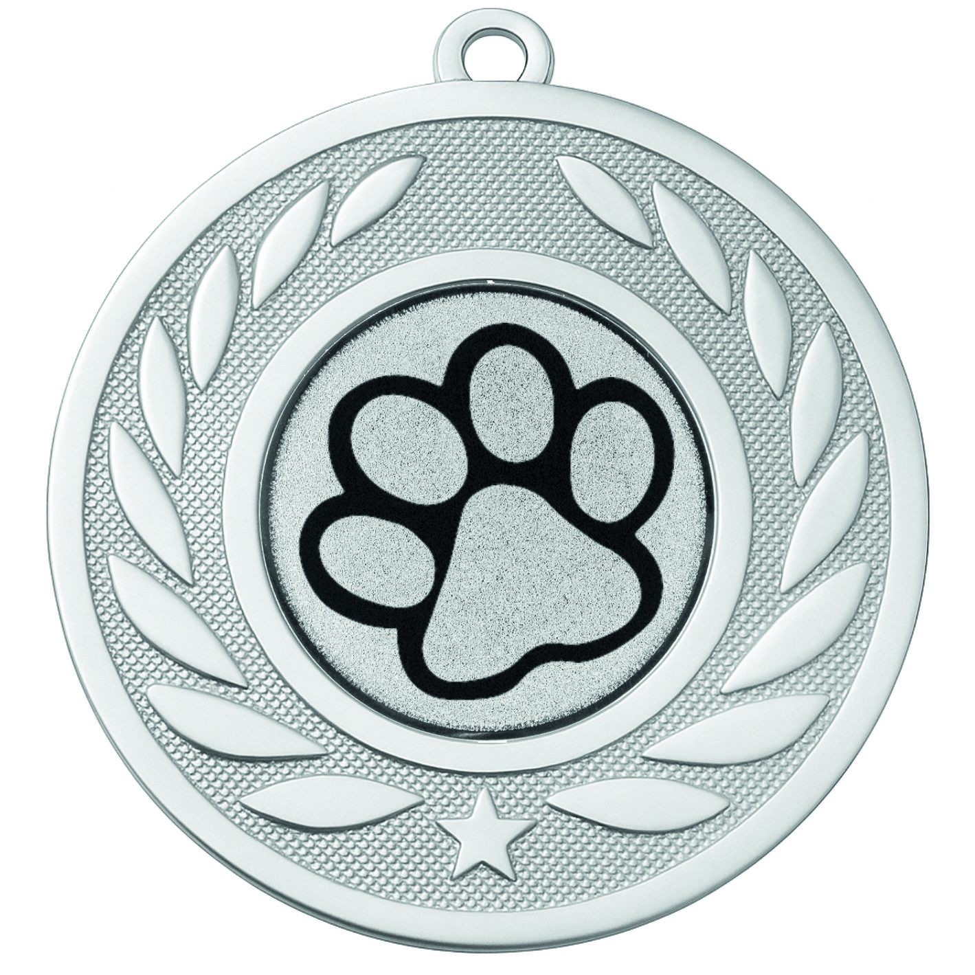 Silver Laurel Dog Paw Medal - FREE Ribbon - BIE.M9459.02