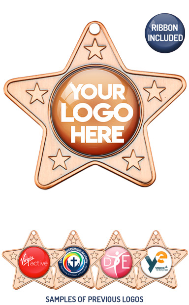 PERSONALISED M10 BRONZE YOUR DANCE LOGO STAR MEDAL - &pound;1.10 or Less