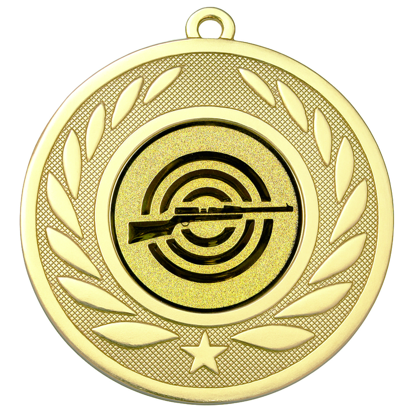 Gold Laurel Rifle Shooting Medal - FREE Ribbon - BIE.M9459.01