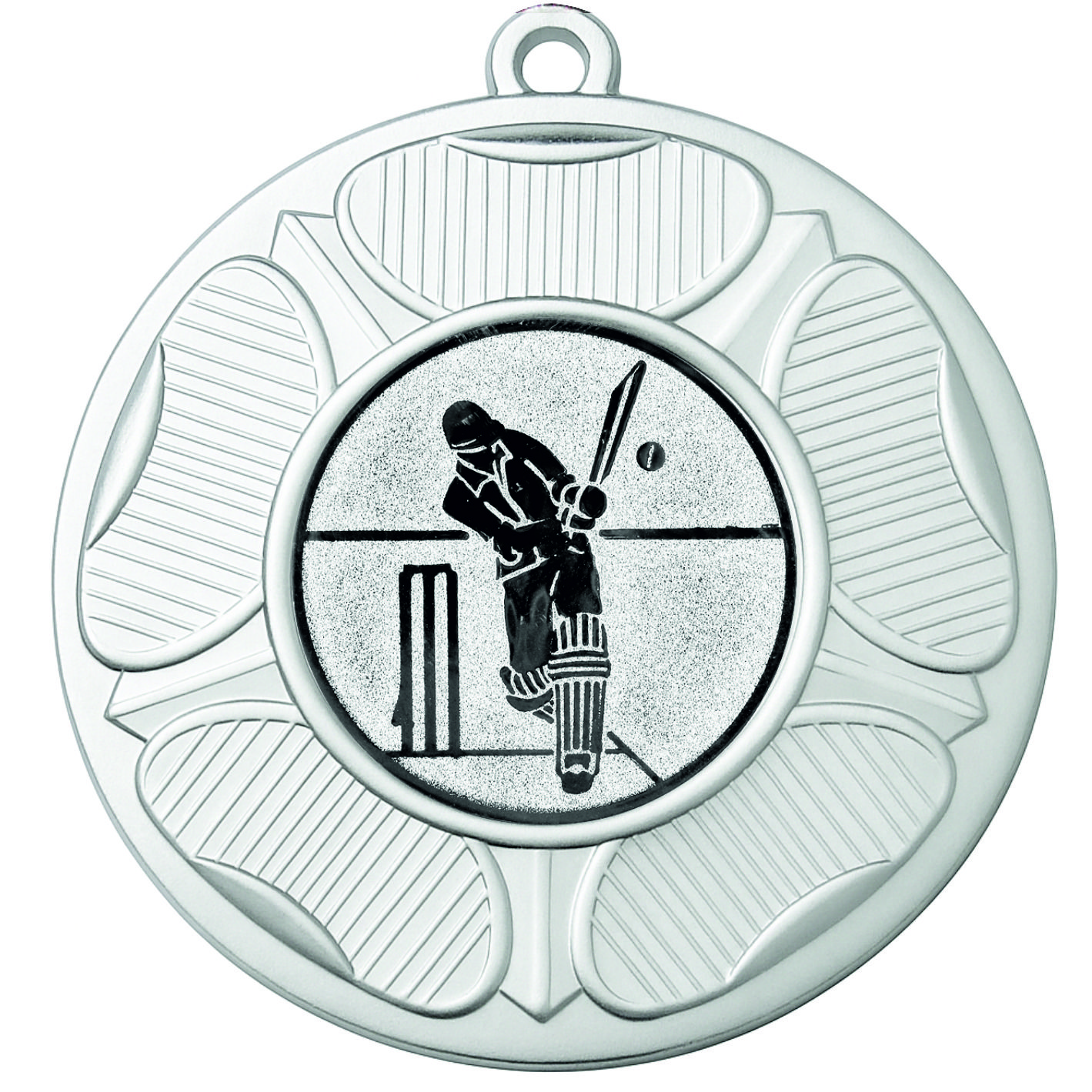 Silver Tudor Rose Cricket Medal-FREE Ribbon - BIE.M9458.02
