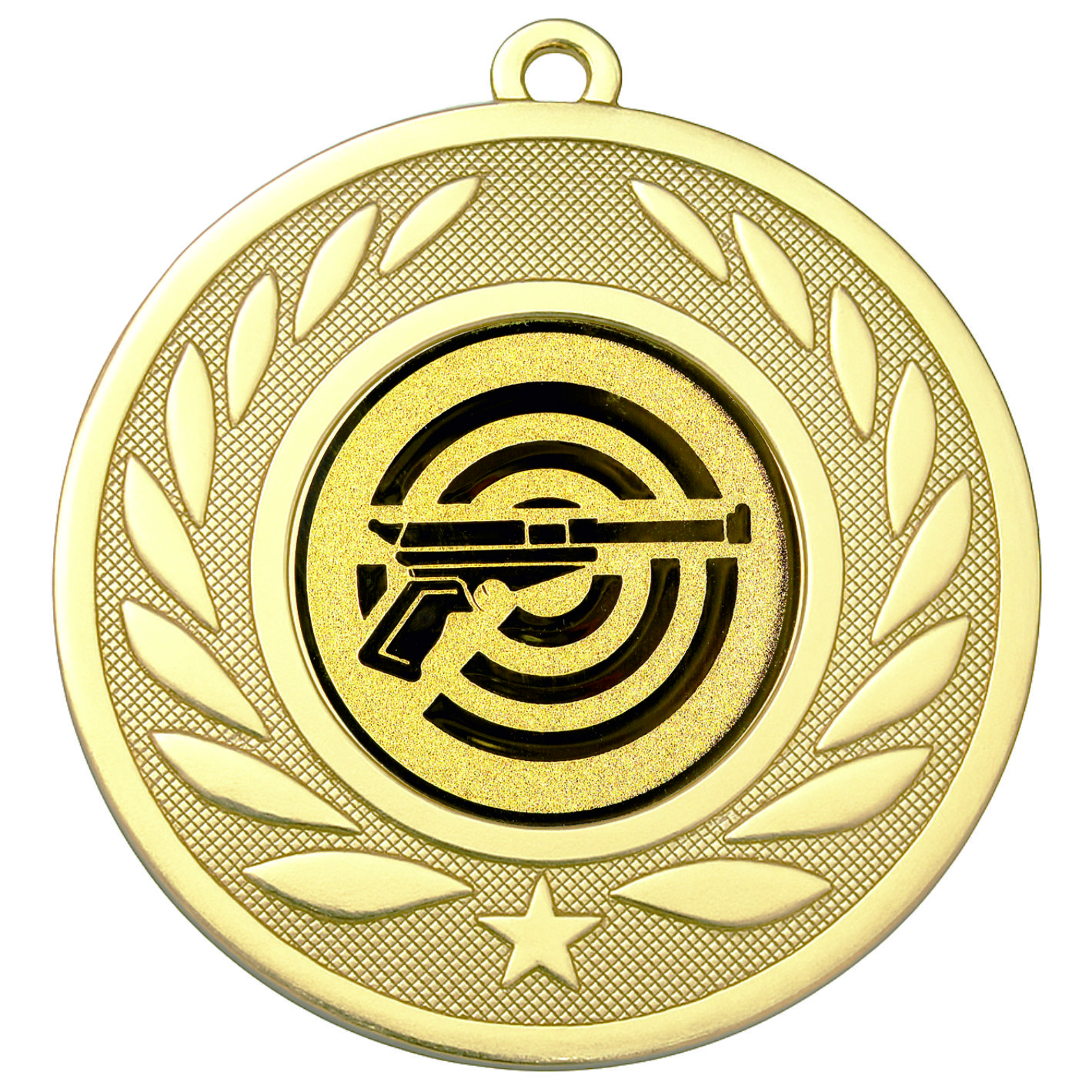 Gold Laurel Pistol Shooting Medal - FREE Ribbon - BIE.M9459.01