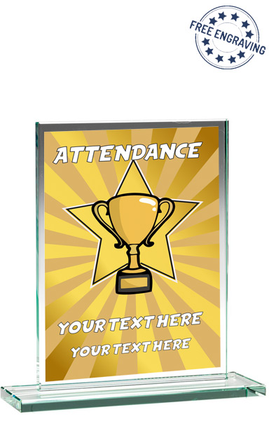 GOLD SCHOOL ATTENDANCE STAR GLASS PLAQUE (15cm)