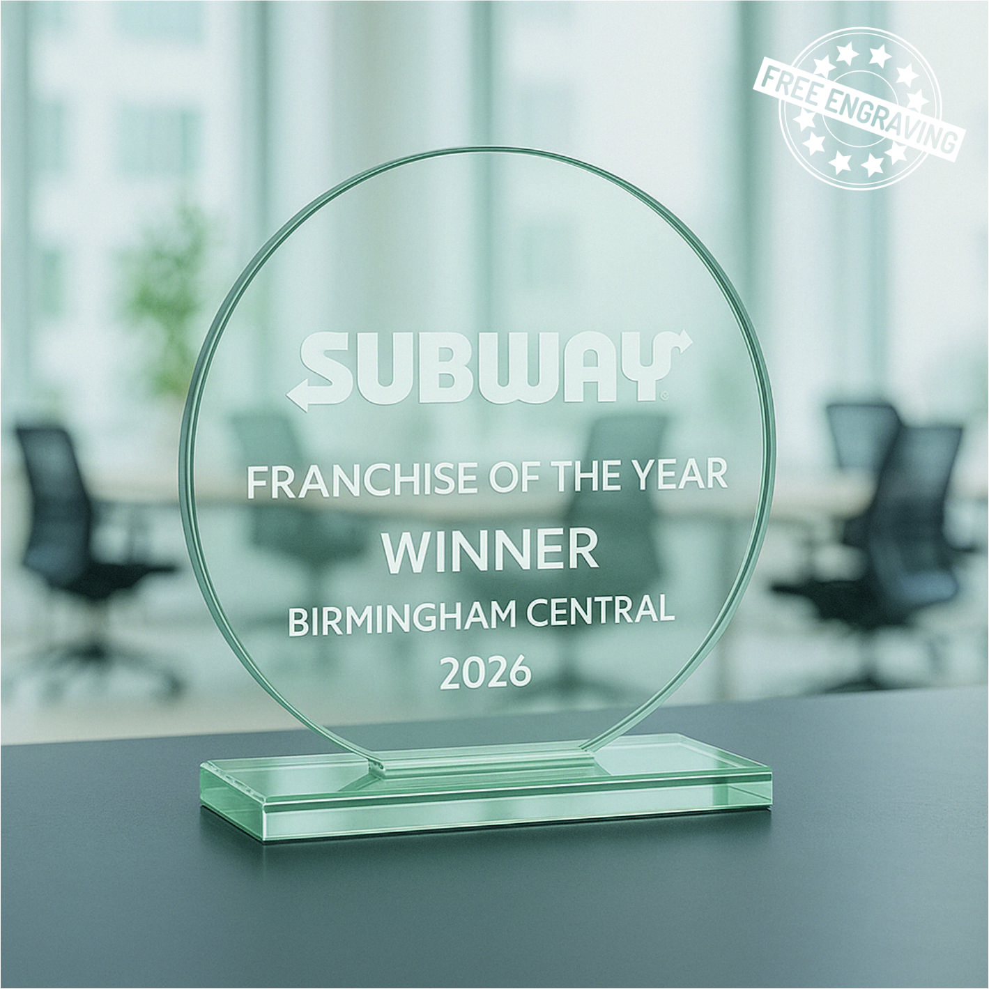 Round Glass Award - Presentation Box - W65_