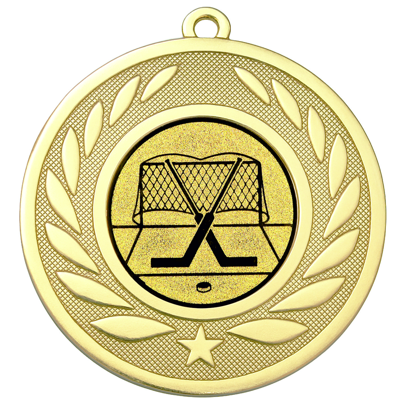 Gold Laurel Ice Hockey Medal - FREE Ribbon - BIE.M9459.01